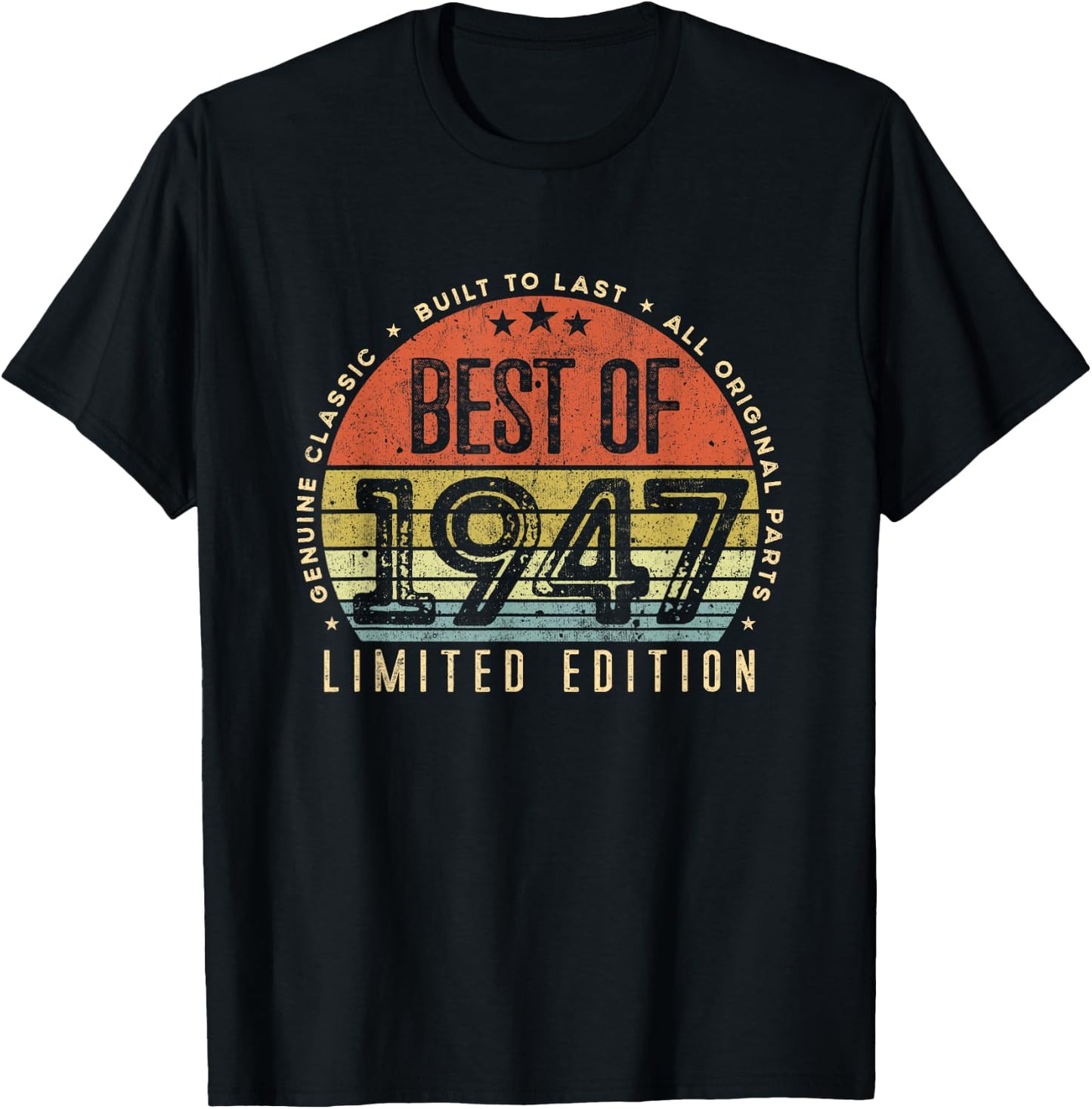 Vintage 1947 Limited Edition Retro Best of 1947 Men Women T-Shirt - T-Shirt | Black