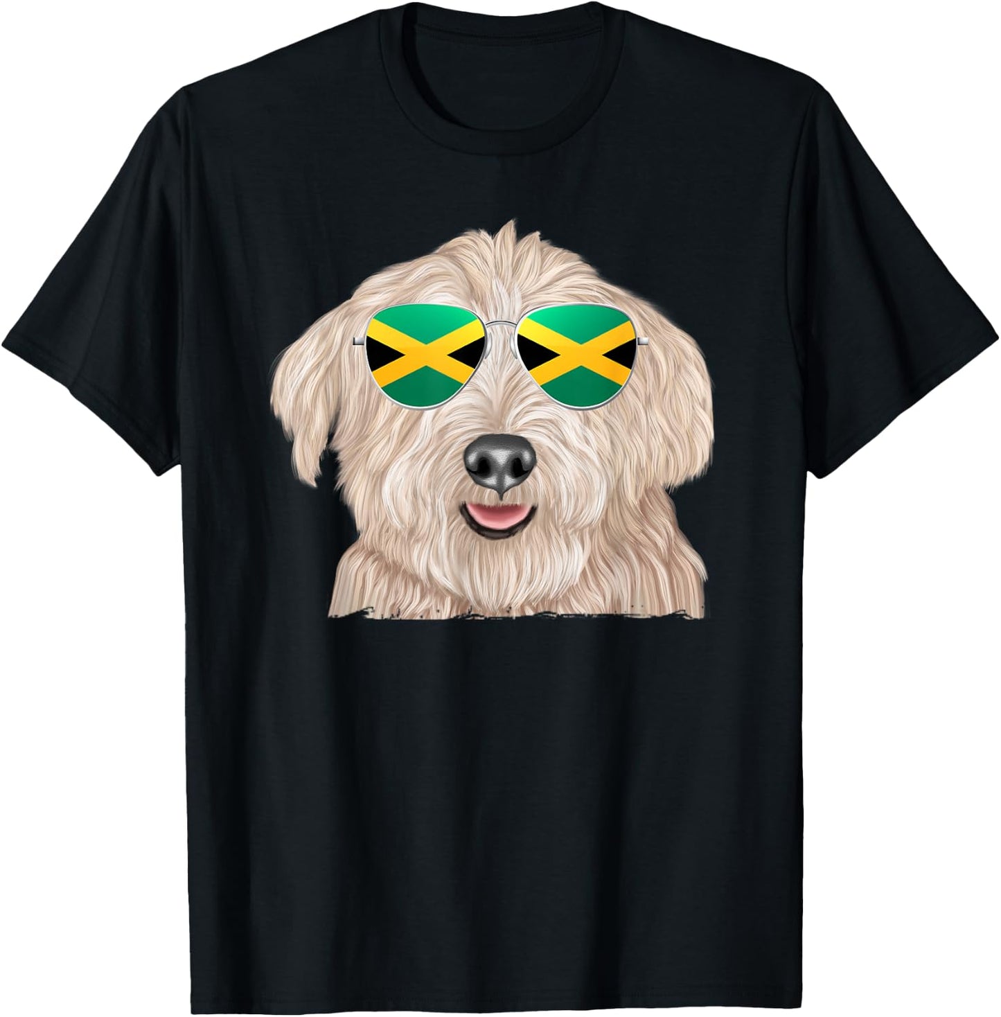 Glen of Imaal Terrier Dog Jamaica Flag Sunglasses T-Shirt - T-Shirt | Black