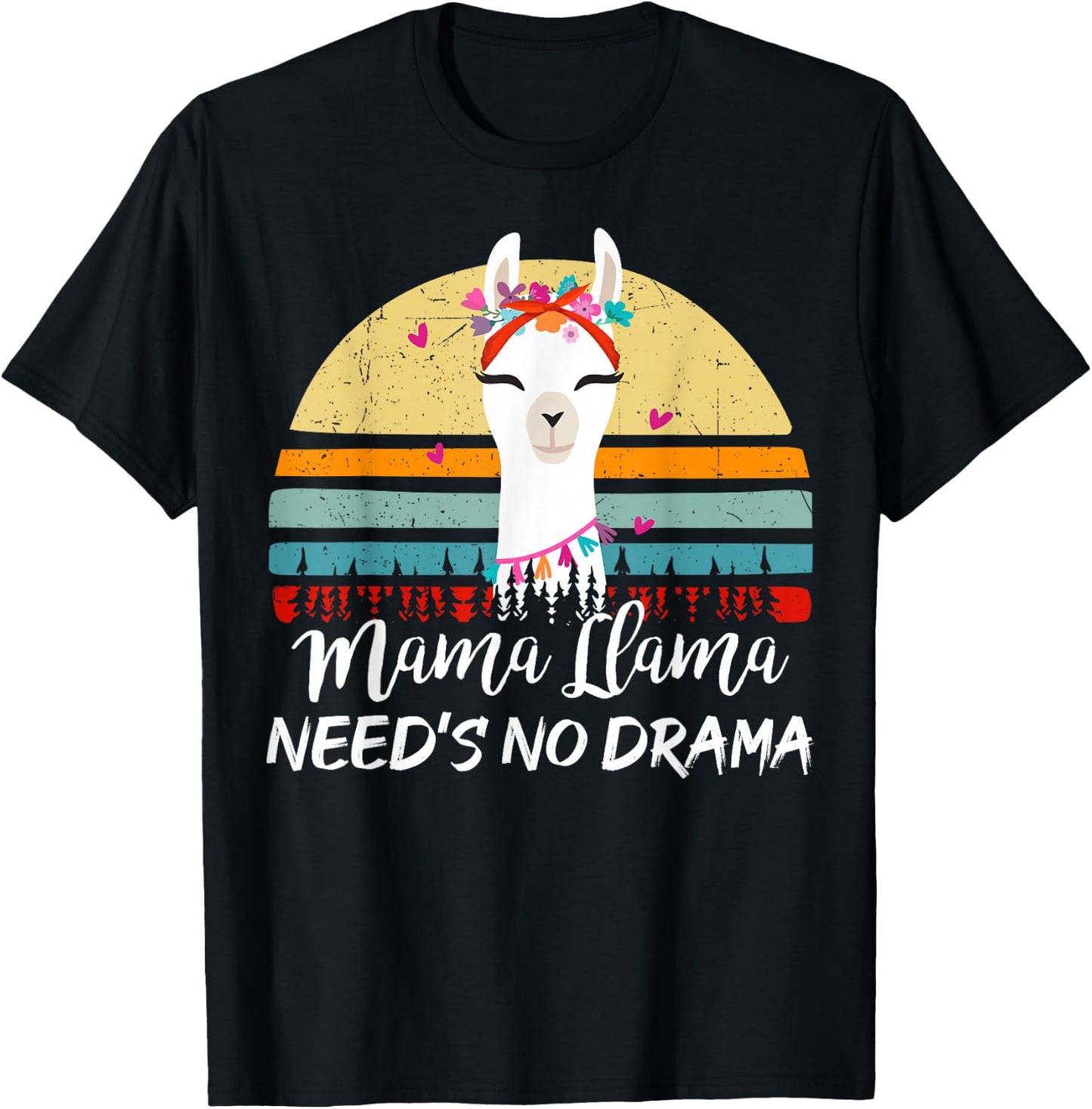 Mama-Llama Needs No Drama Mom Mothers Day Gift Funny Llama T-Shirt - T-Shirt | Black
