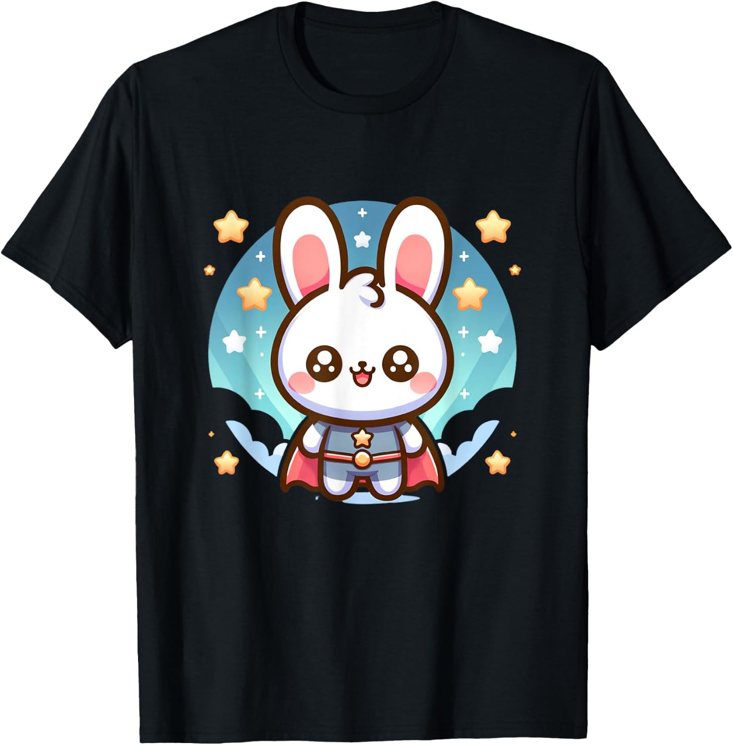 Cute Fluffy Super Hero Bunny Superhero Rabbit T-Shirt - T-Shirt | Black