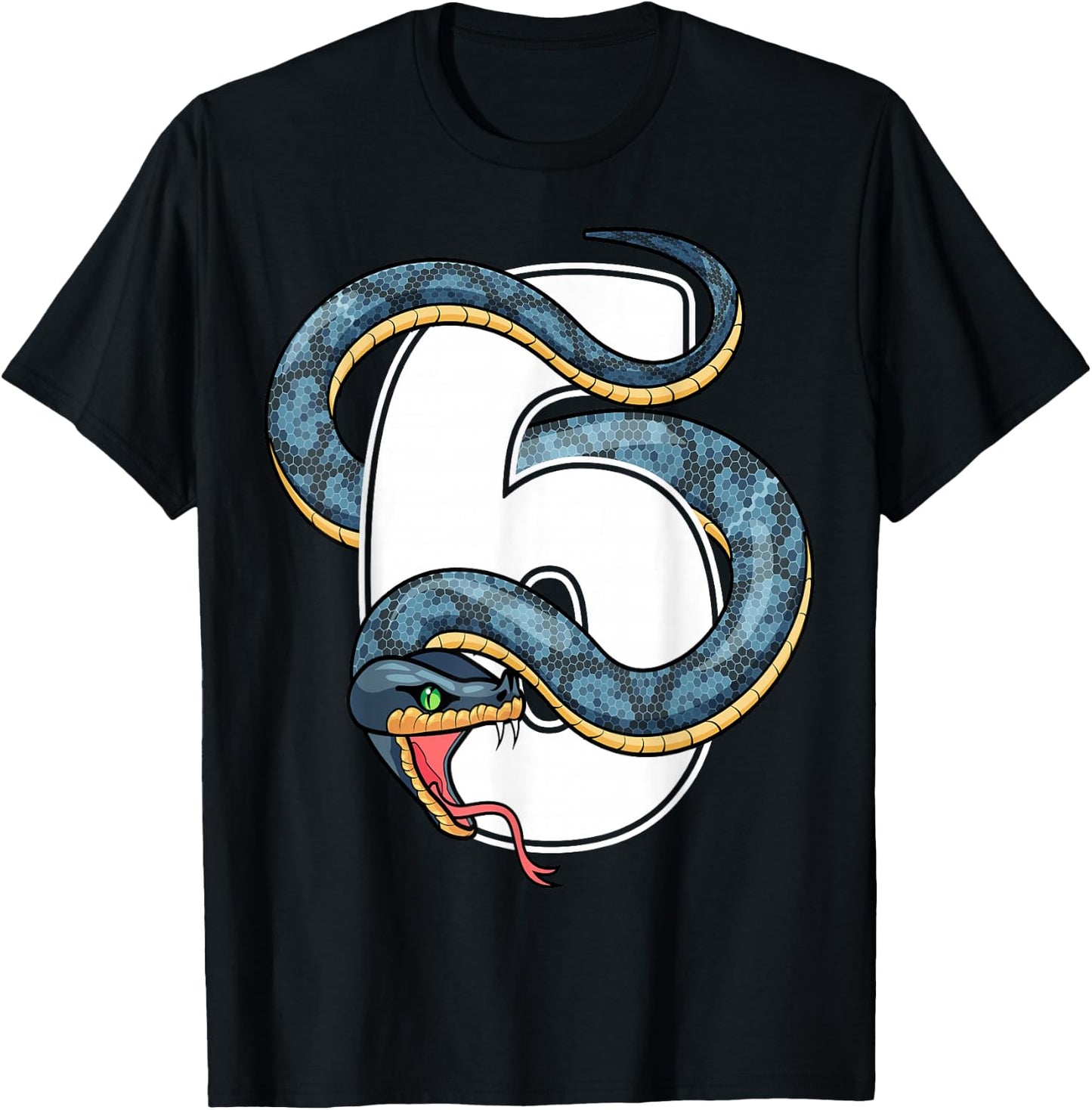 6th Birthday Snake Lover Six 6 Year Old Birthday Boy Girl T-Shirt - T-Shirt | Black