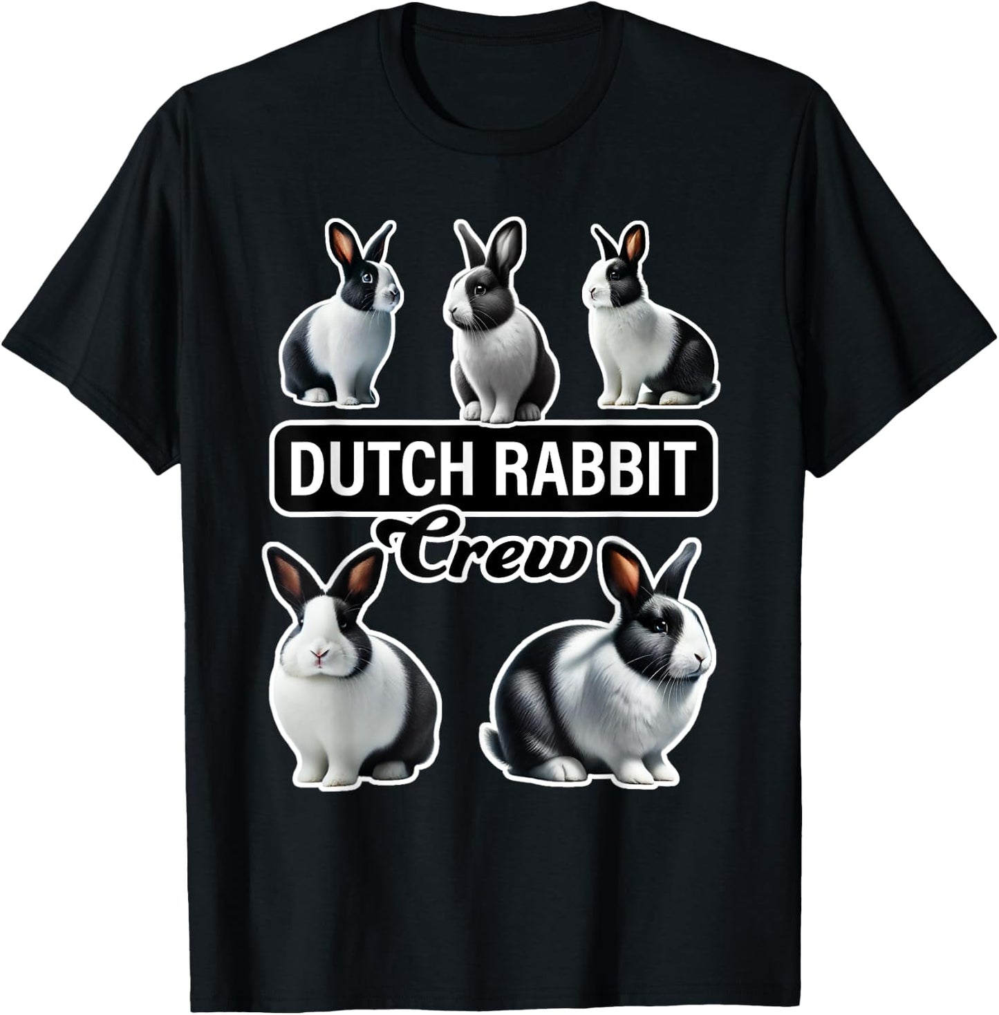 Dutch Rabbit Crew Funny Bunny T-Shirt - T-Shirt | Black