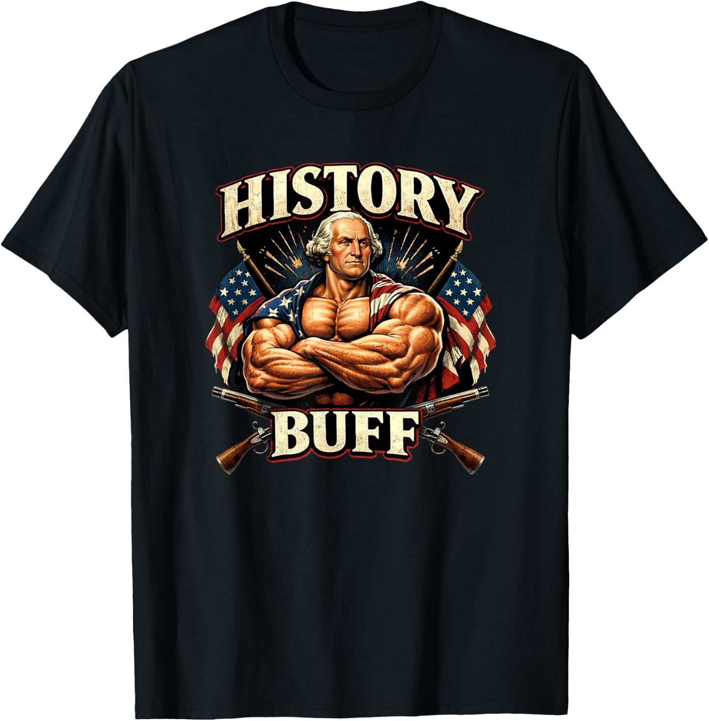 History Buff with George Washington T-Shirt - T-Shirt | Black
