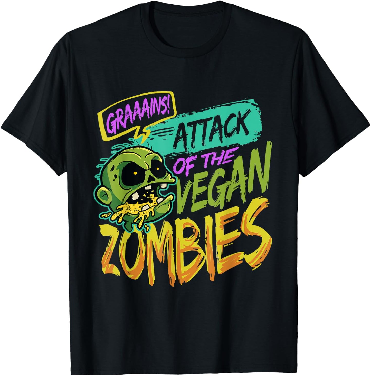 Attack Of The Vegan Zombies Vegetarian Halloween T-Shirt - T-Shirt | Black
