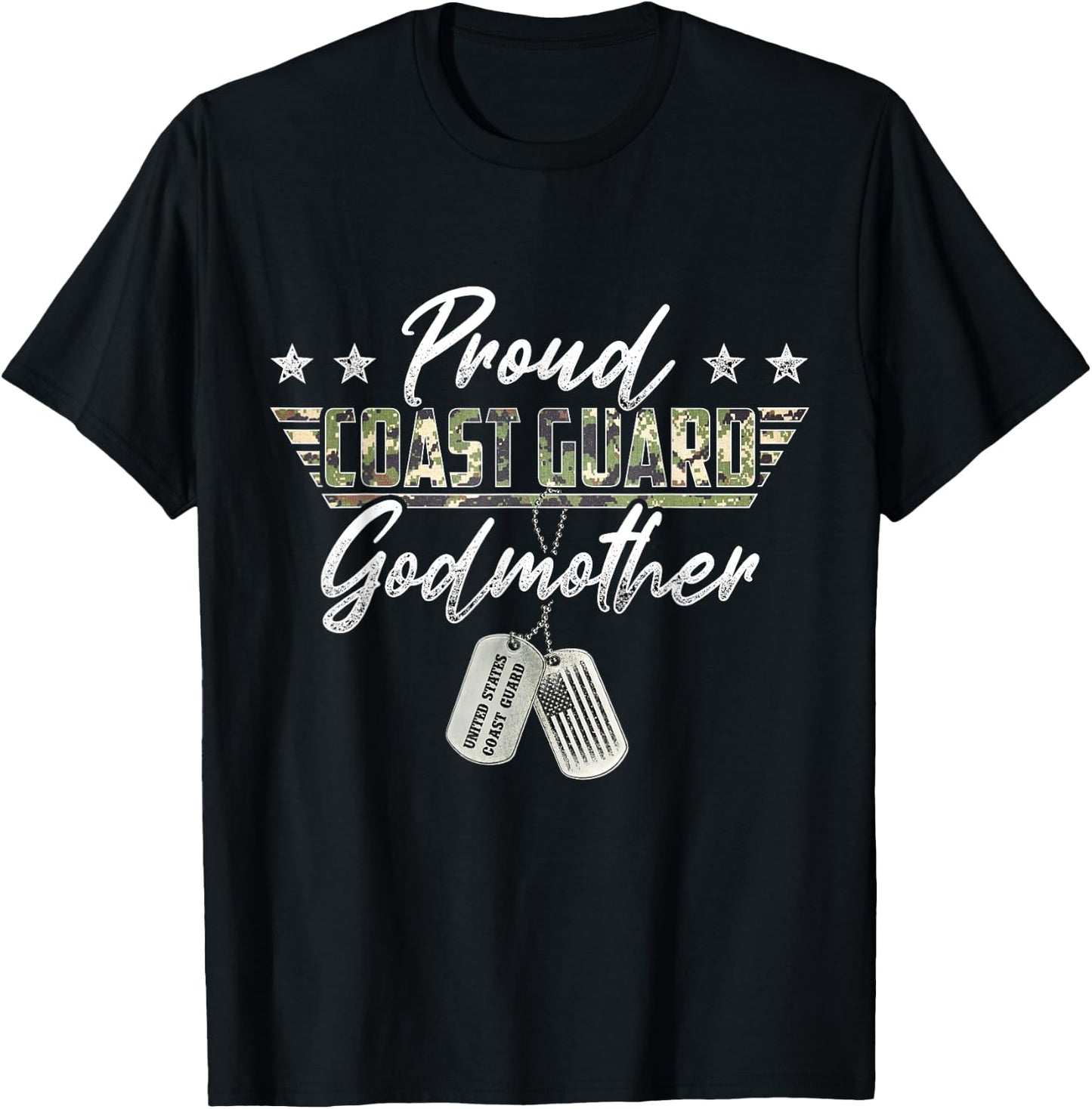 Proud Coast Guard Godmother American Military Gifts T-Shirt - T-Shirt | Black