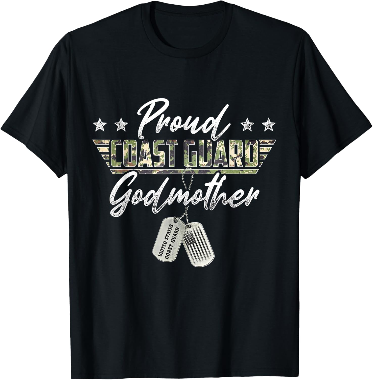 Proud Coast Guard Godmother American Military Gifts T-Shirt - T-Shirt | Black
