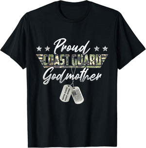 Proud Coast Guard Godmother American Military Gifts T-Shirt - T-Shirt | Black