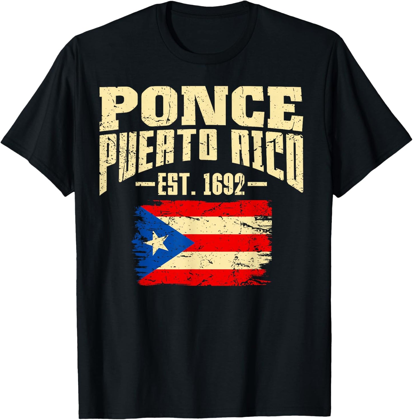 Ponce Puerto Rico Hispanic Heritage Rican Flag Boricua T-Shirt - T-Shirt | Black