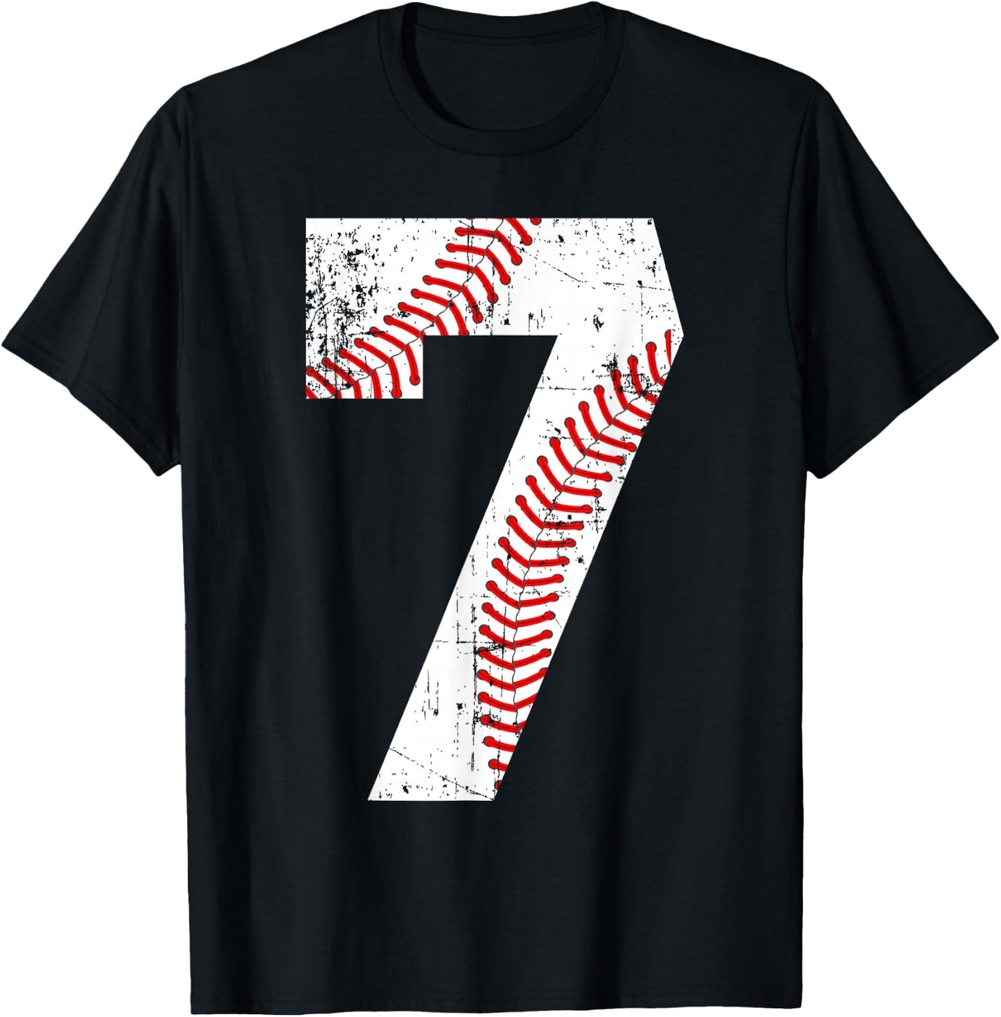 Vintage Baseball 7 Jersey Number T-Shirt - T-Shirt | Black