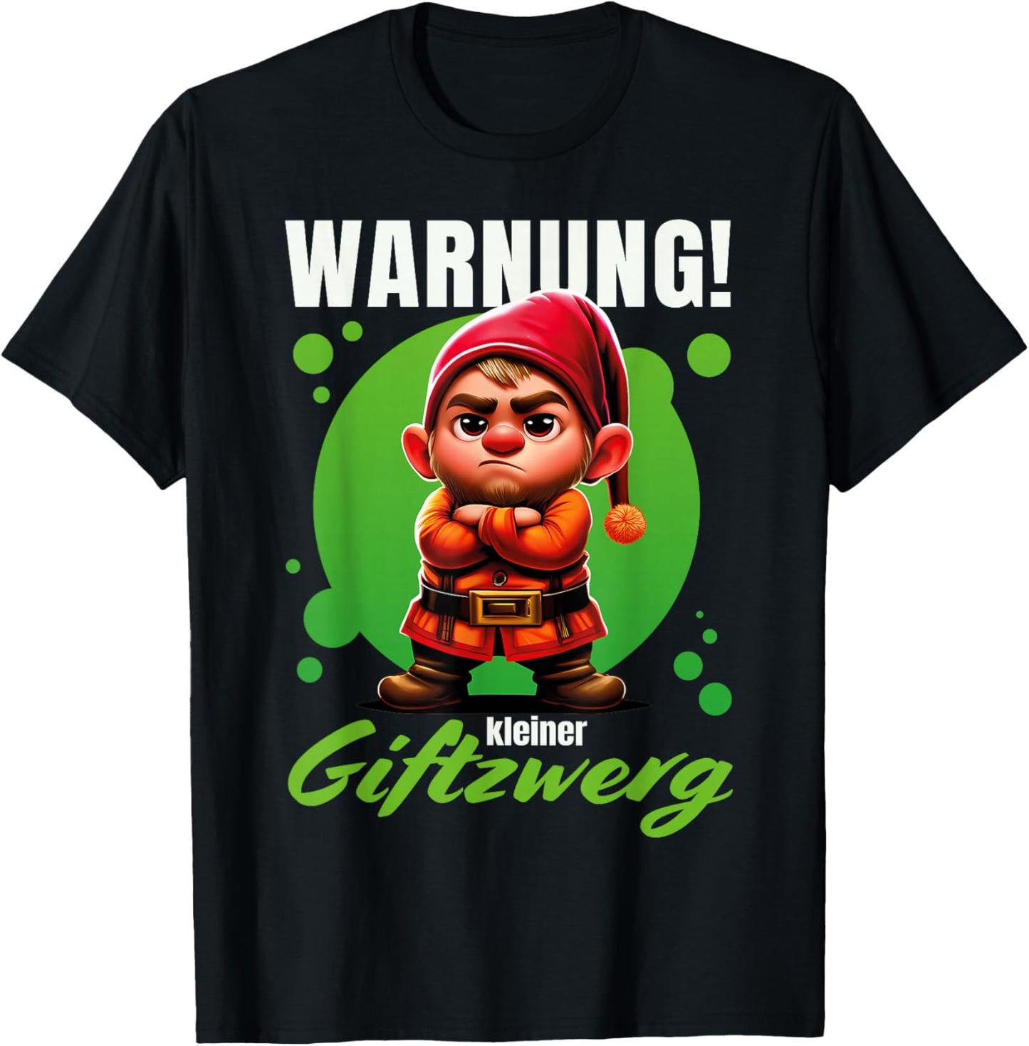Gift Gnome Grummelig Bockig - "Warning! Little Poison Gnome" , black T-Shirt - T-Shirt | Black