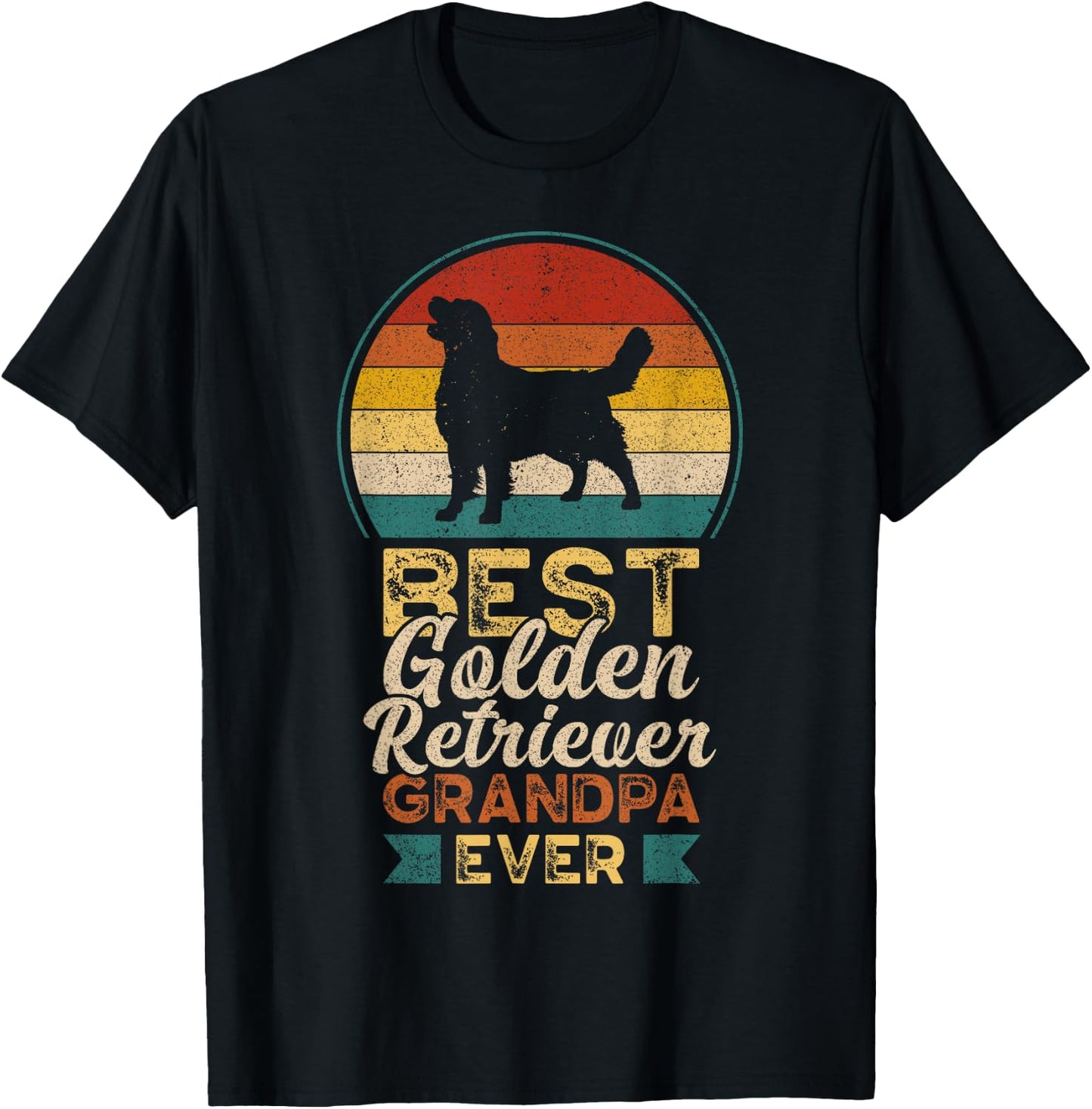 Best Golden Retriever Grandpa Ever, Father's Day, Golden Dog T-Shirt - T-Shirt | Black