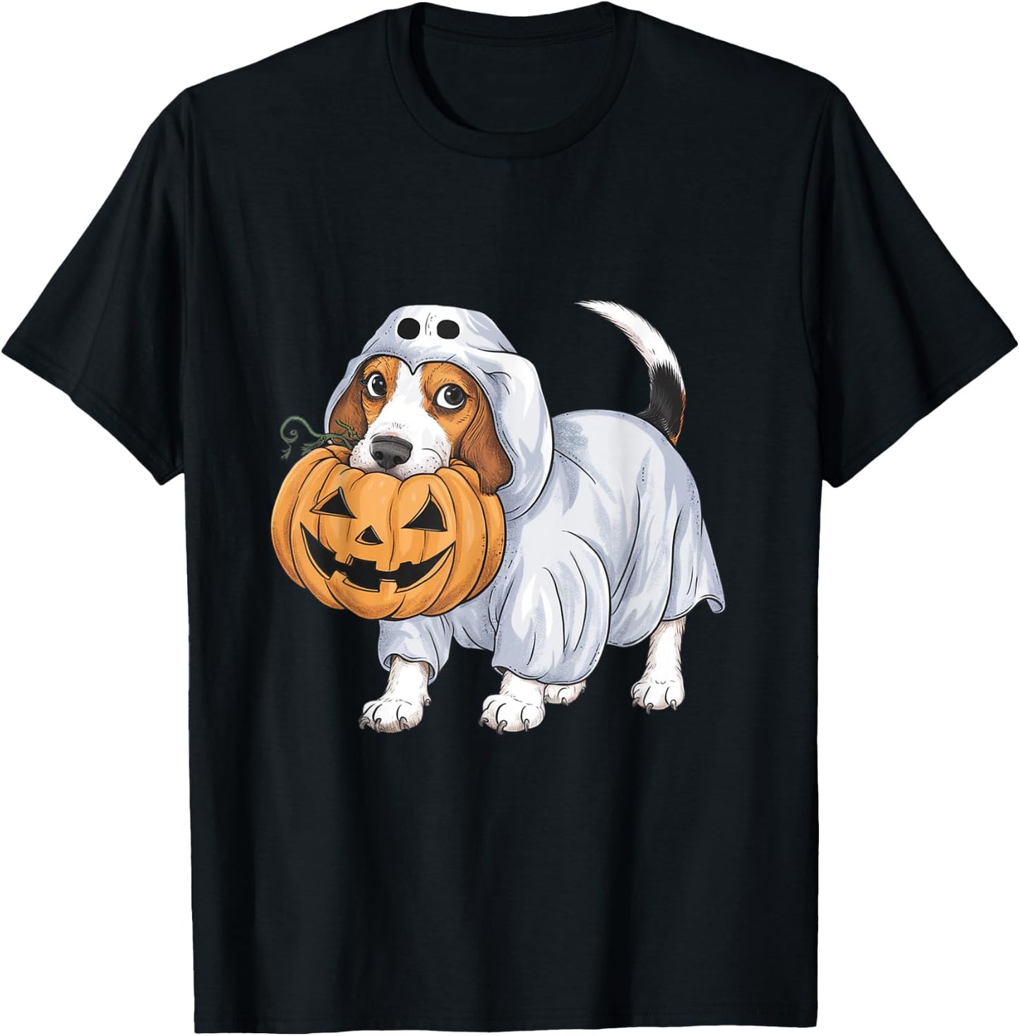 Beagle Ghost Dog Halloween T-Shirt - T-Shirt | Black