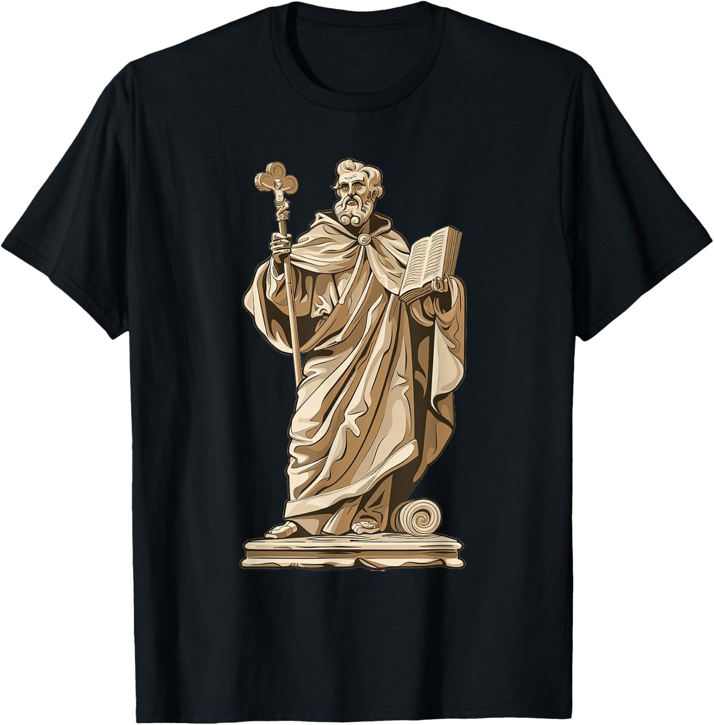 Saint Augustine Of Hippo On A Stone Slab T-Shirt - T-Shirt | Black