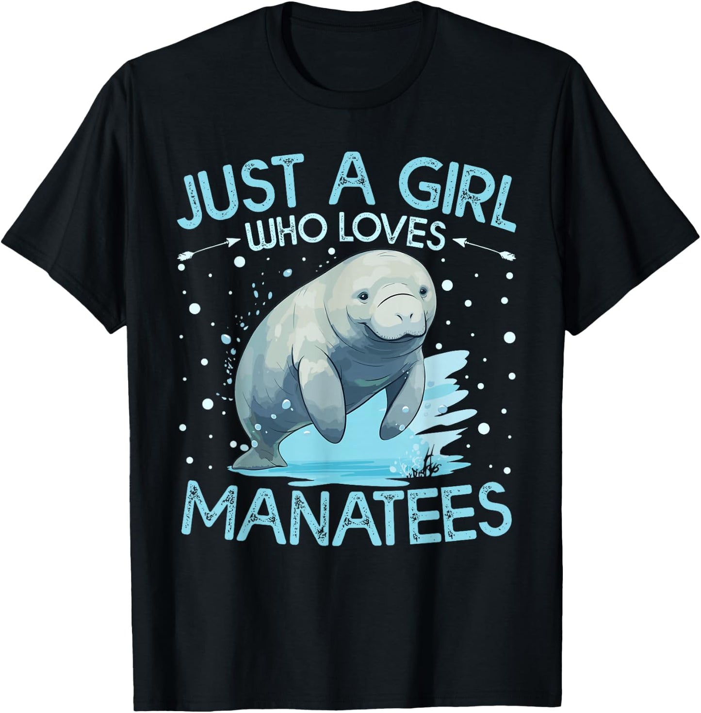 Floral Manatee Just A Girl Who Loves Manatee T-Shirt - T-Shirt | Black