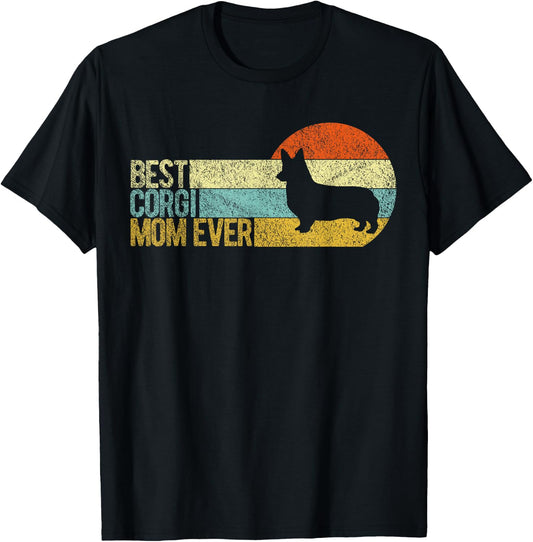 Best Corgi Mom Ever Corgi Mama Dog Mom Retro Women Kids T-Shirt - T-Shirt | Black