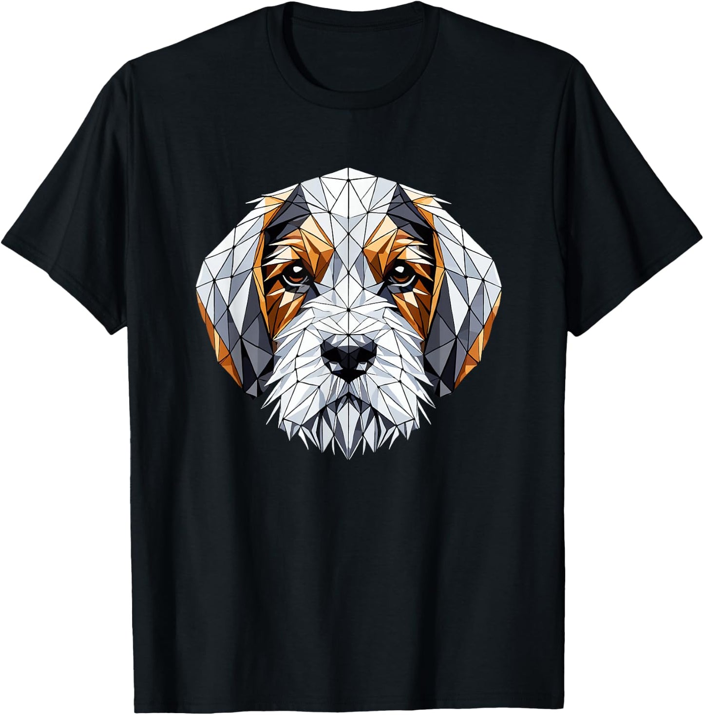 Geometric Art Petit Basset Griffon Vendéen PBGV T-Shirt - T-Shirt | Black