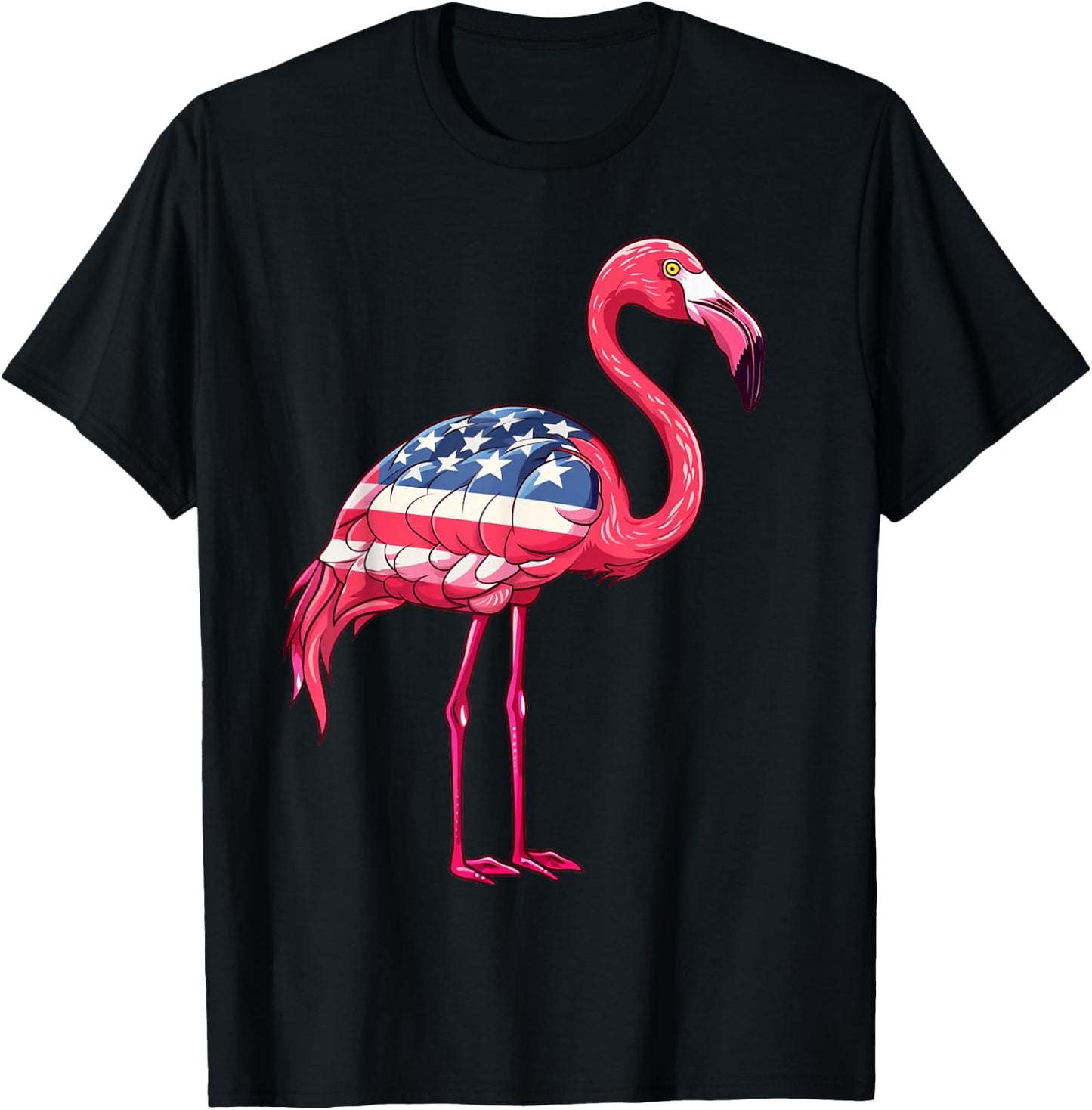 Flamingos American Flag 4th of July Flamingos Gifts Women T-Shirt - T-Shirt | Black