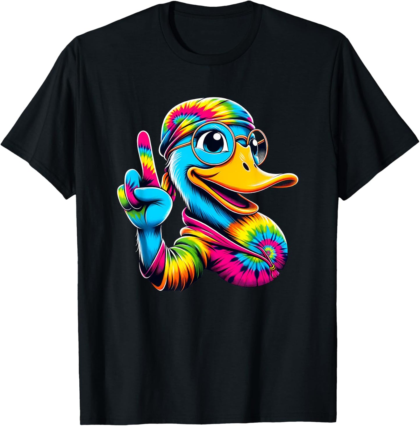 Peace Sign Tie Dye Duck T-Shirt - T-Shirt | Black