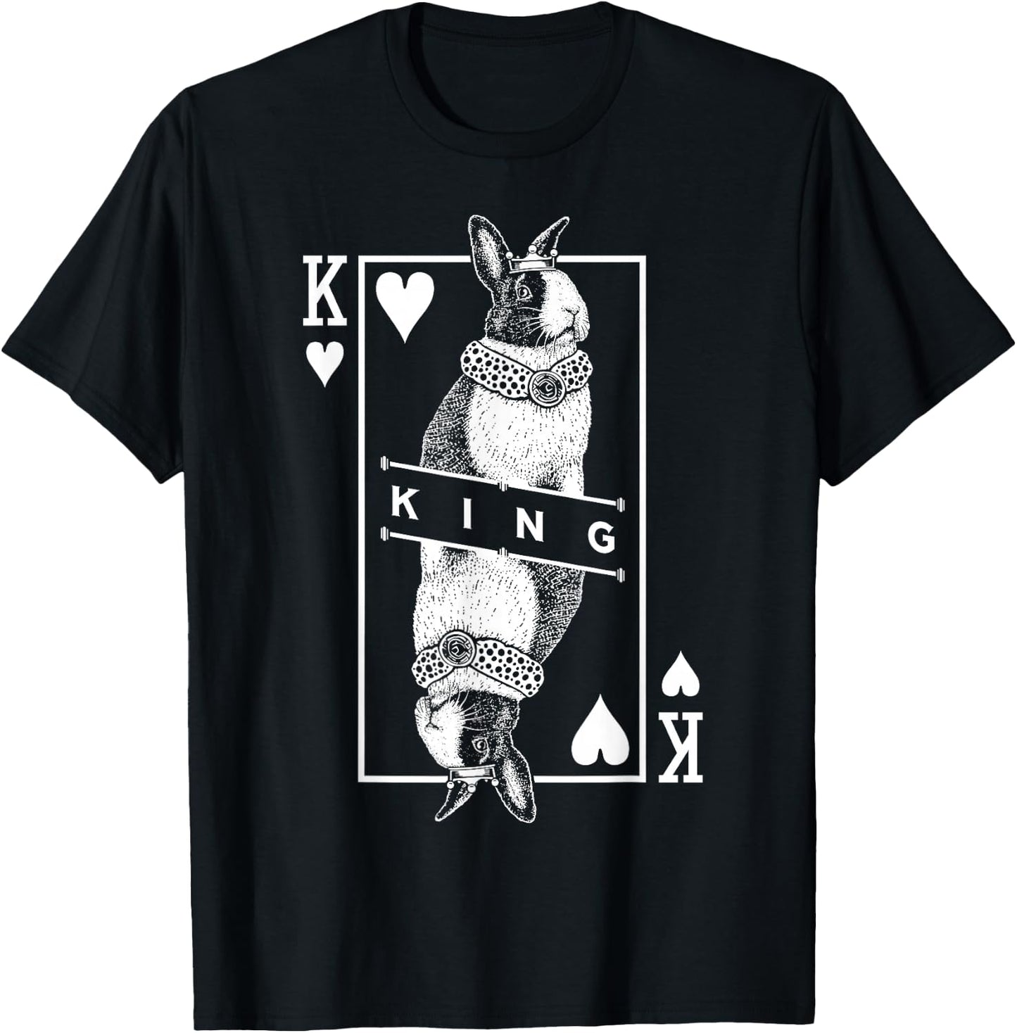 Dutch Bunny Rabbit King Of Hearts Funny Pet Pop Art T-Shirt - T-Shirt | Black