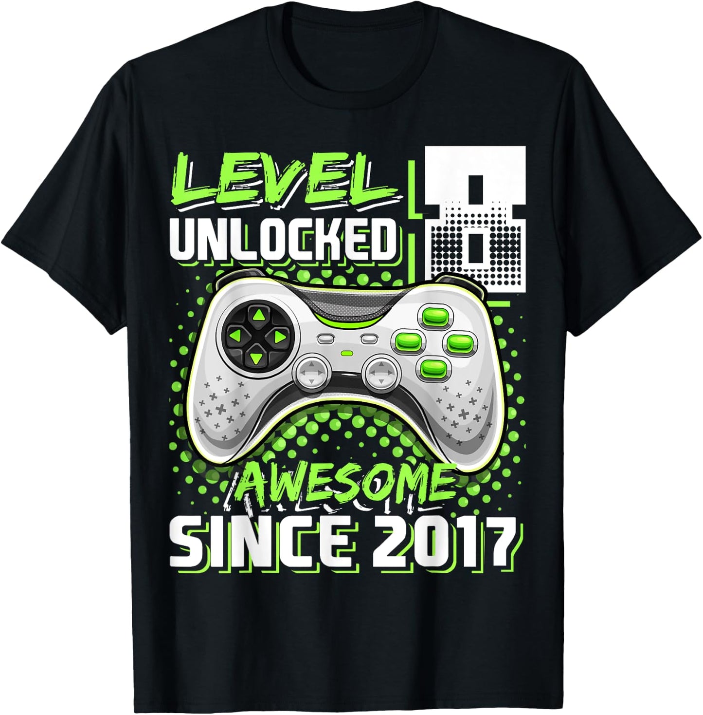 8th Birthday Boy Level 8 Gamer 8 Year Video Game Party T-Shirt - T-Shirt | Black