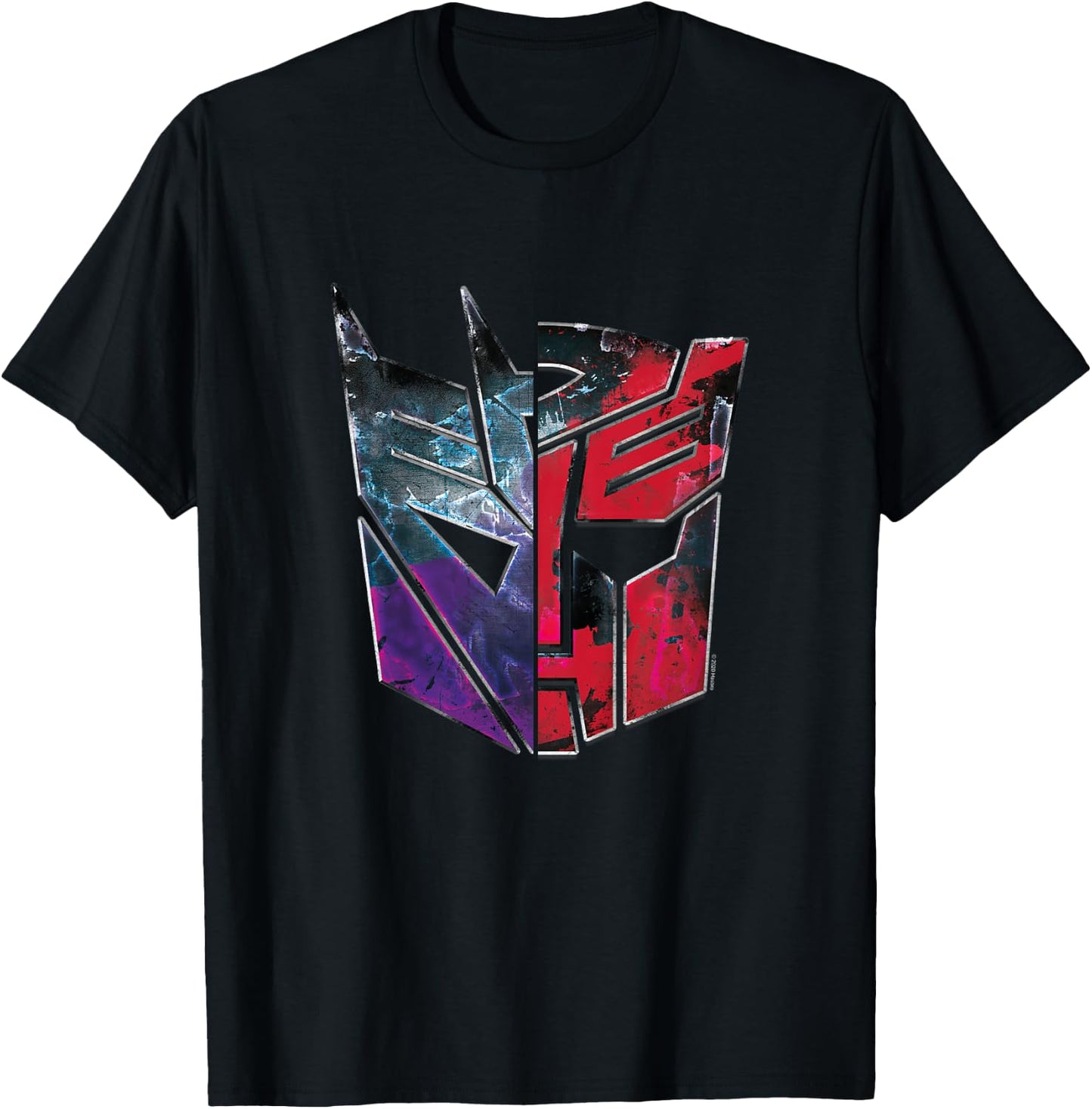 Kinder Transformers Autobot Decepticon Split Face Faded Logo T-Shirt - T-Shirt | Black