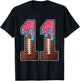 11th Birthday Boy American Football Ice Cream Drip 11 Year T-Shirt - T-Shirt | Black