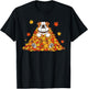 Thanksgiving English Bulldog Costume Kids, Fall Leaves Dog T-Shirt - T-Shirt | Black