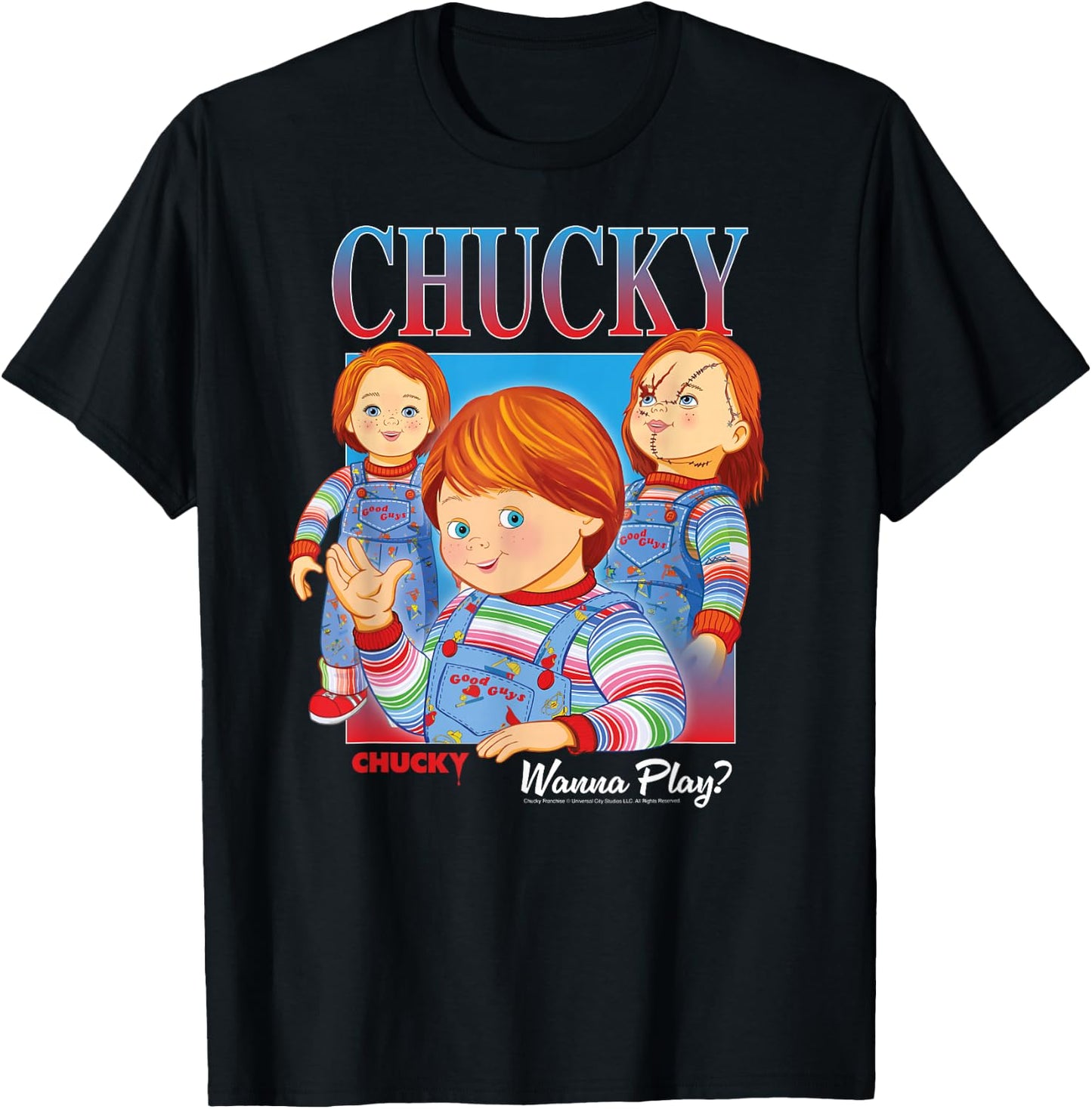Chucky Wanna Play Vintage , Black, S T-Shirt - T-Shirt | Black