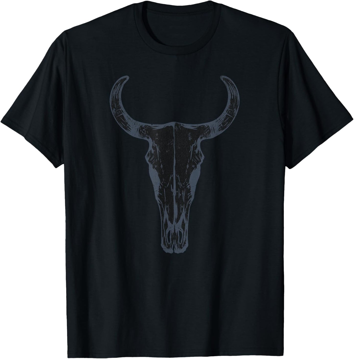 Boho Cow Skull, Western Steer Skull Cowgirl Rancher T-Shirt - T-Shirt | Black