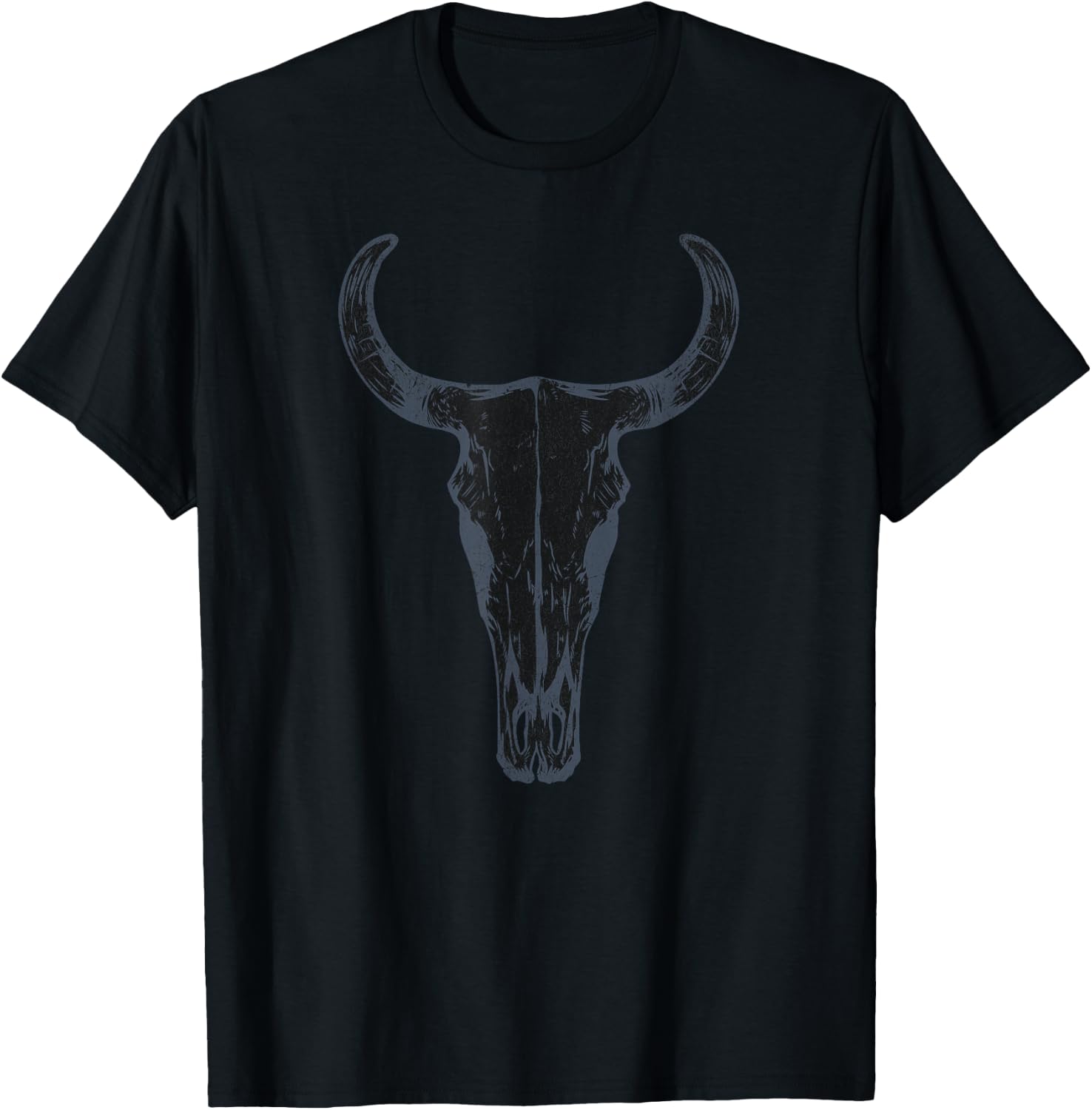 Boho Cow Skull, Western Steer Skull Cowgirl Rancher T-Shirt - T-Shirt | Black