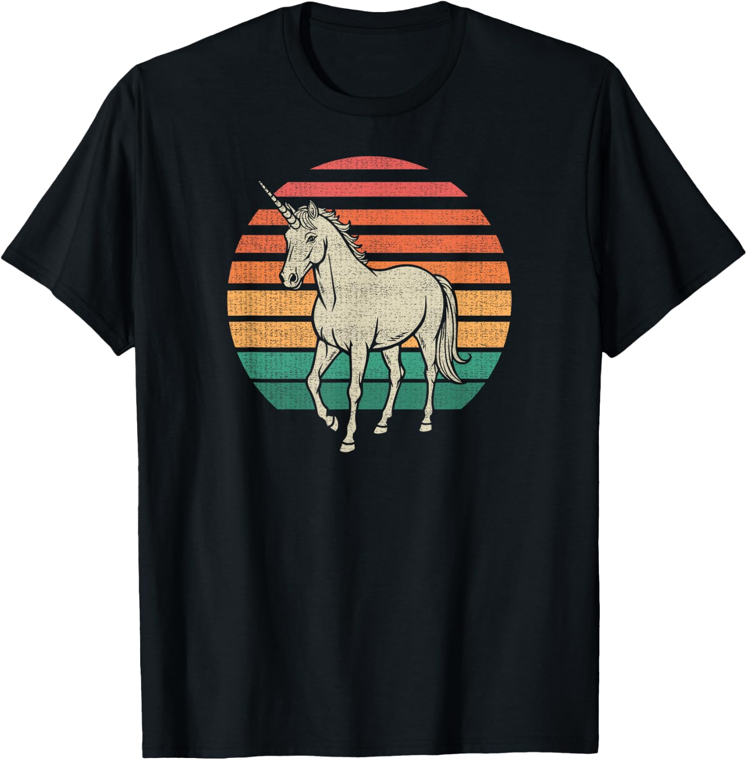 Unicorn Retro 70s T-Shirt - T-Shirt | Black