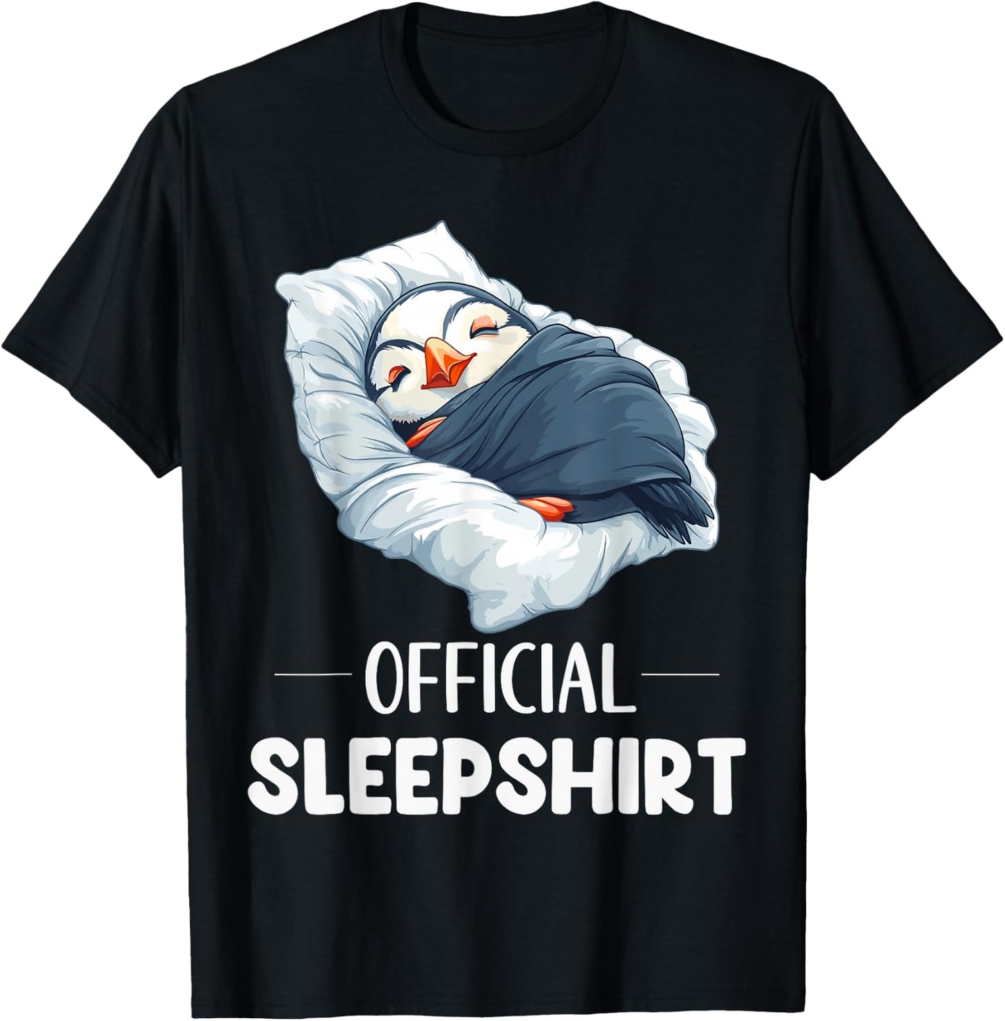 Official Sleepshirt Cute Sleeping Puffin Animal Lover Pajama T-Shirt - T-Shirt | Black