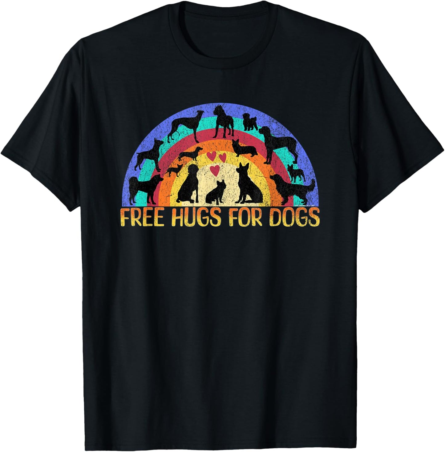 Funny cute unique Free Hugs for Dogs design for dog lovers T-Shirt - T-Shirt | Black
