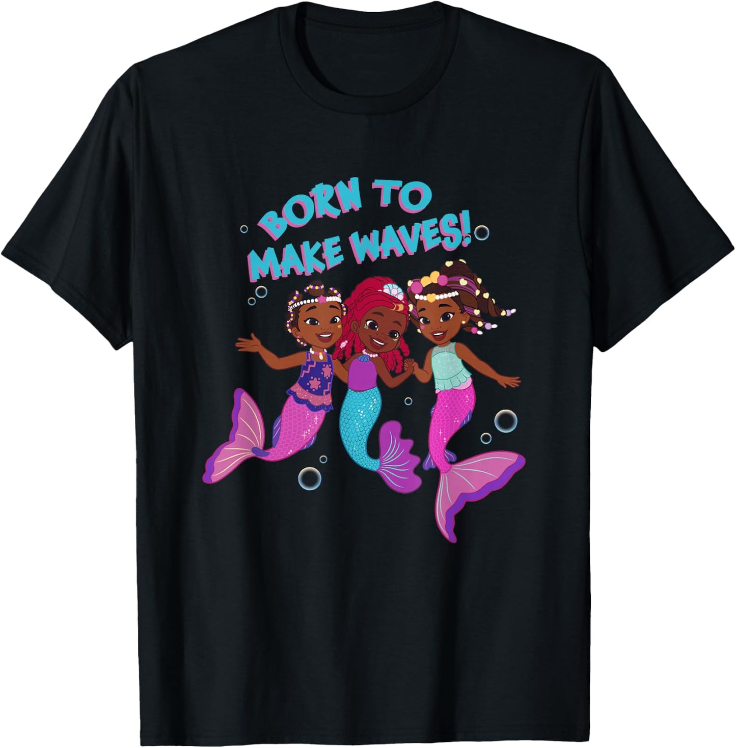 Disney Junior's Ariel Born To Make Waves! Group Shot T-Shirt - T-Shirt | Black
