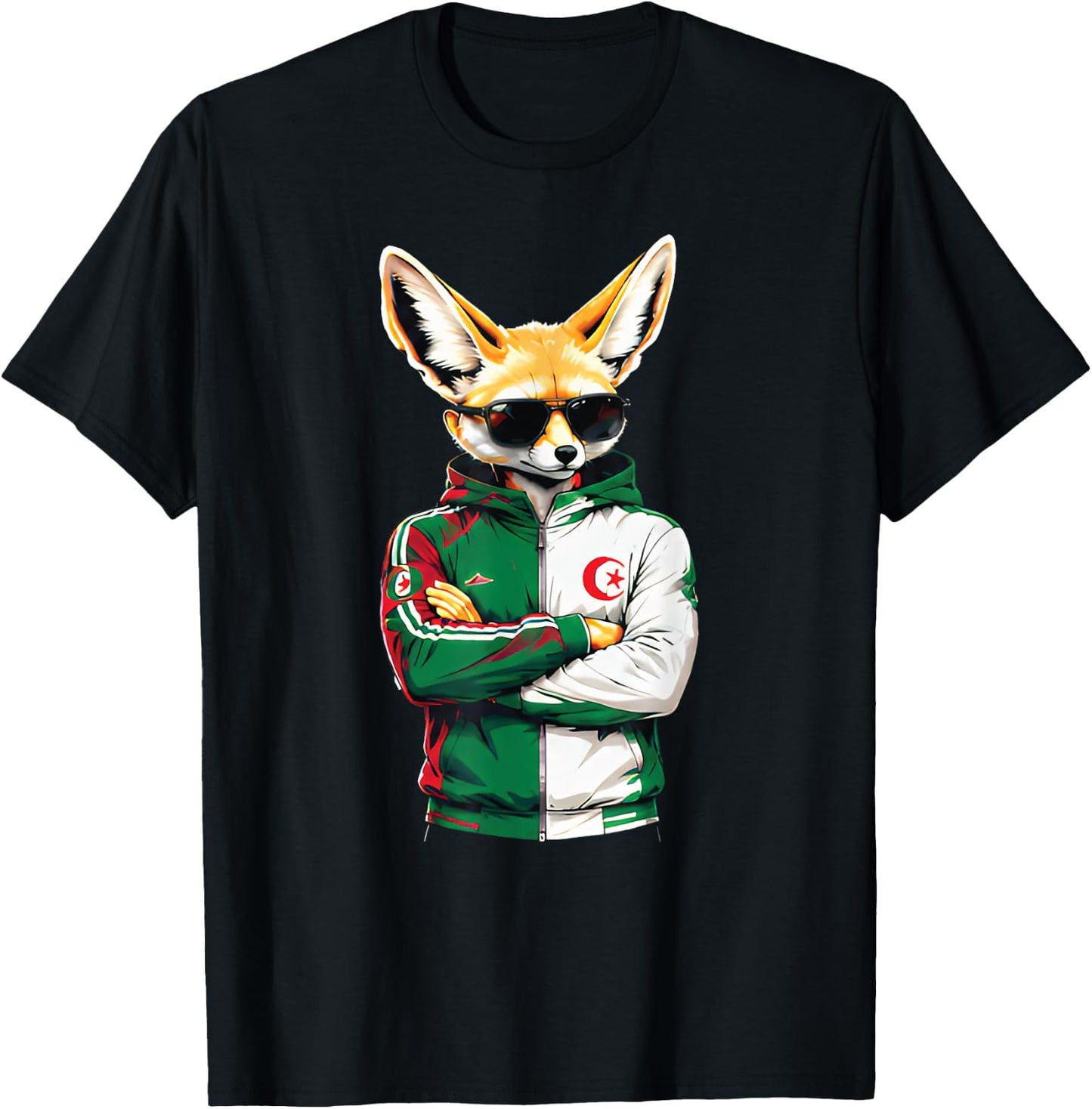 Maillot Fennec Drapeau Algérie Cadeau Foot Algérienne Dz T-Shirt - T-Shirt | Black