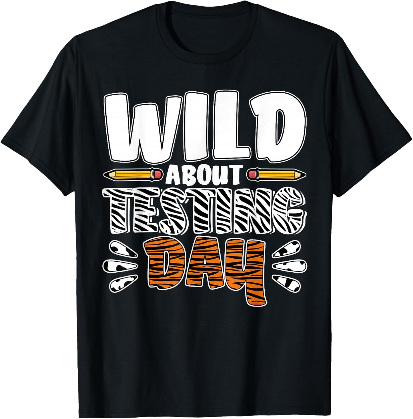 Wild About Testing Day Women Leopard Teacher Test Day T-Shirt - T-Shirt | Black