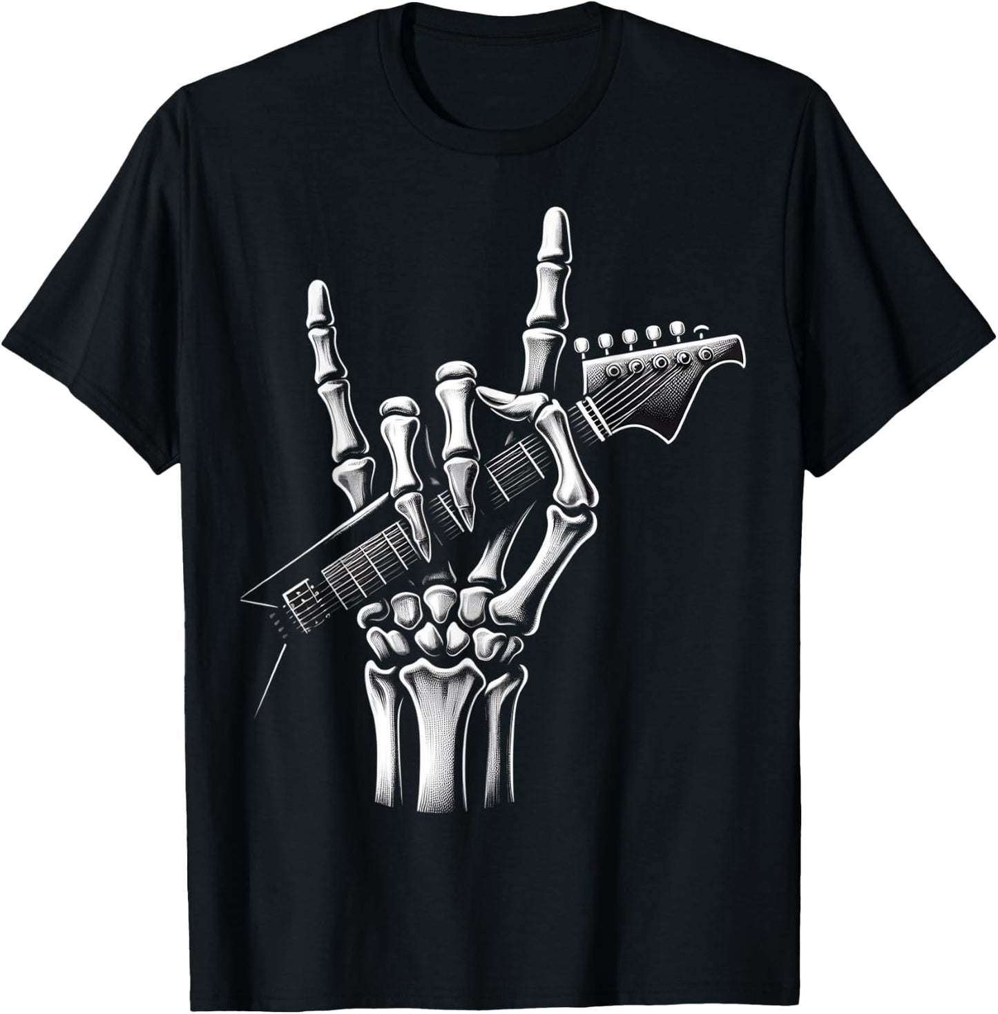 Cool Rock Skeleton Hand Pattern , Black, S T-Shirt - T-Shirt | Black