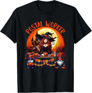 Postal Worker Job Costume Witch Horror Gnomes Halloween Moon T-Shirt - T-Shirt | Black