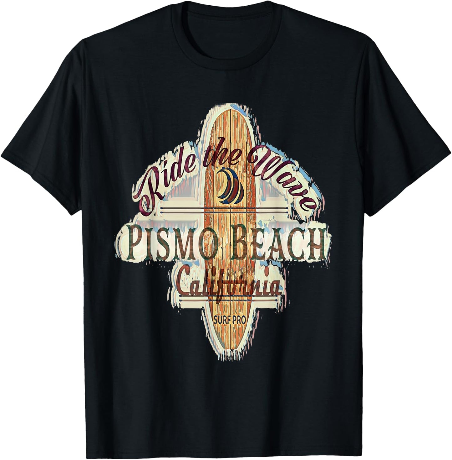 Surfing, Surfboard, Surfer Pismo Beach, California T-Shirt - T-Shirt | Black