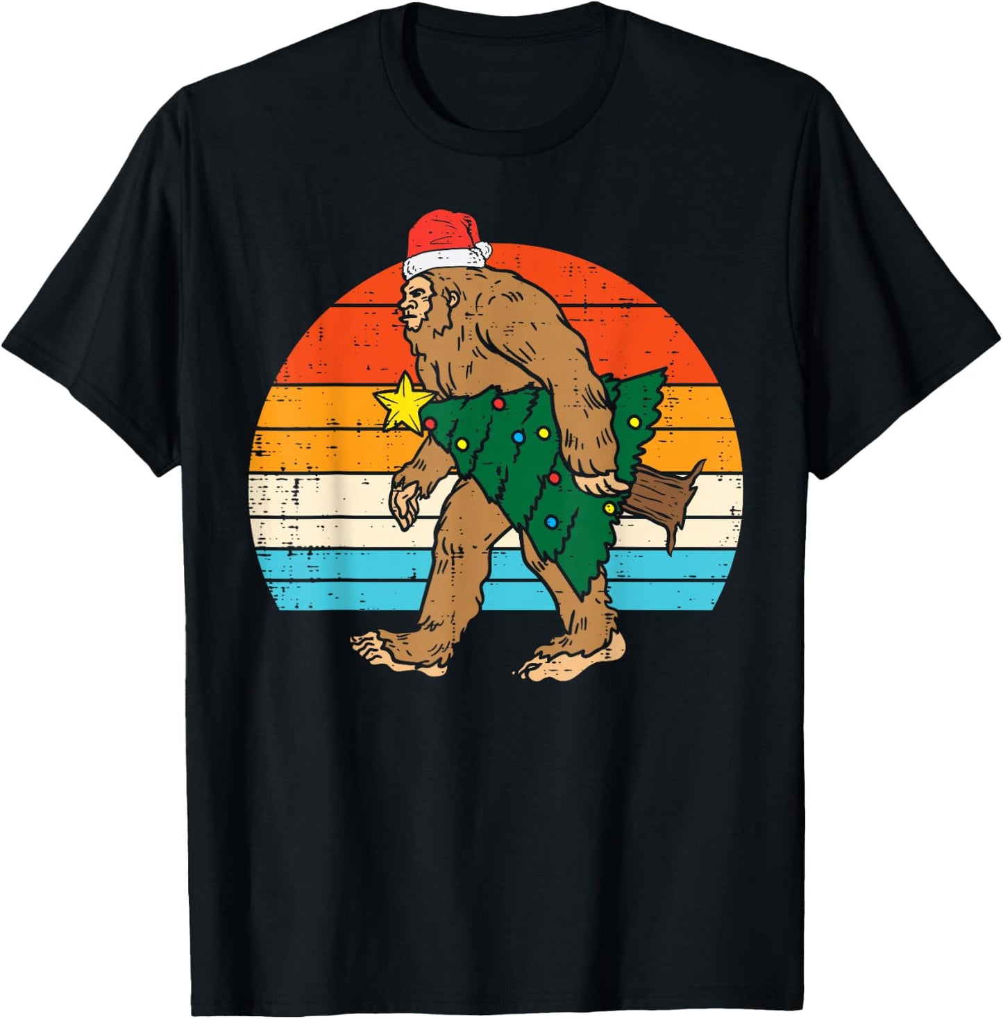 Bigfoot Sasquatch Christmas Tree Funny Xmas Men T-Shirt - T-Shirt | Black