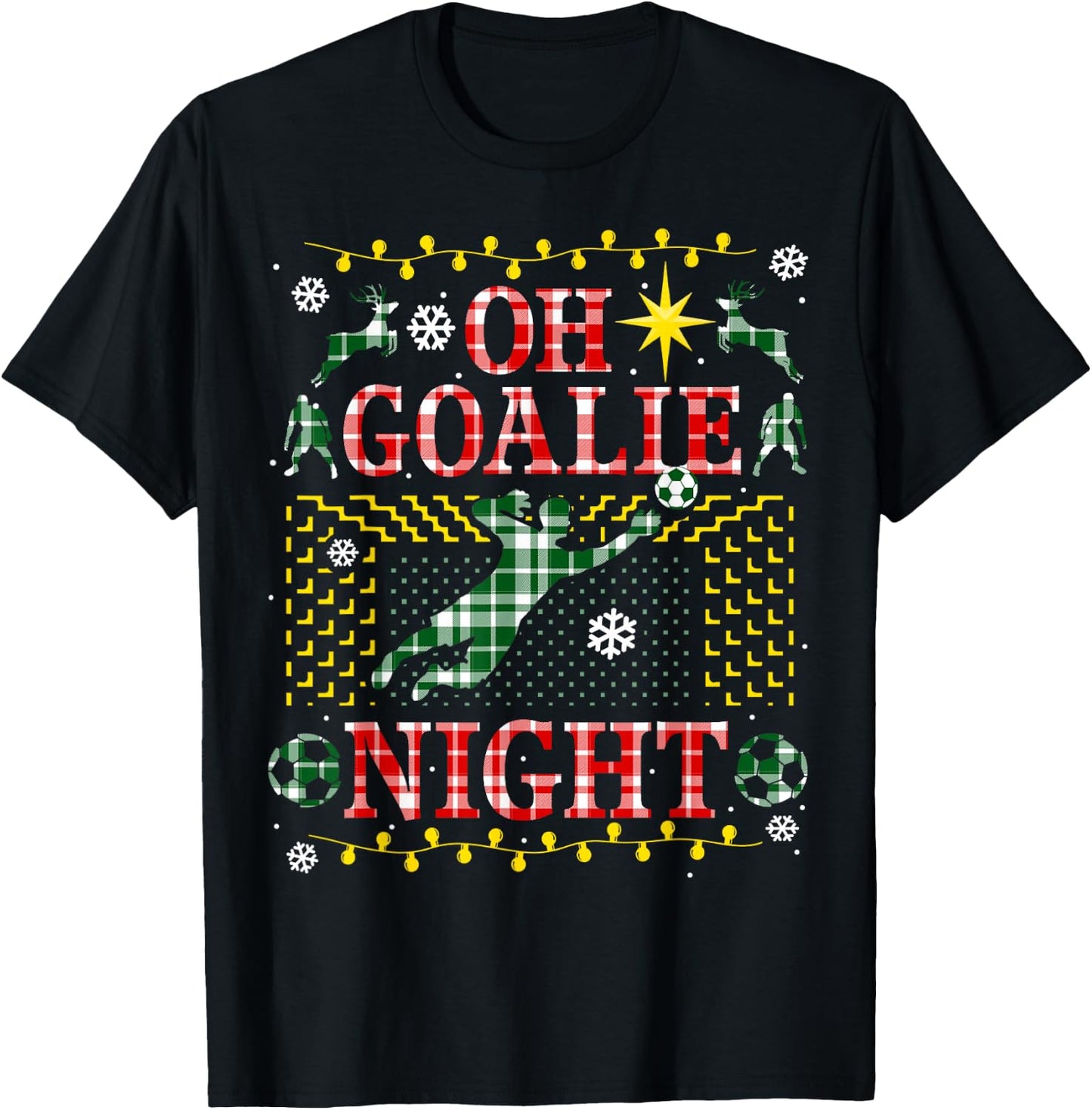 Funny Soccer Goalie Ugly Christmas Sweater Party Goal Keeper T-Shirt - T-Shirt | Black