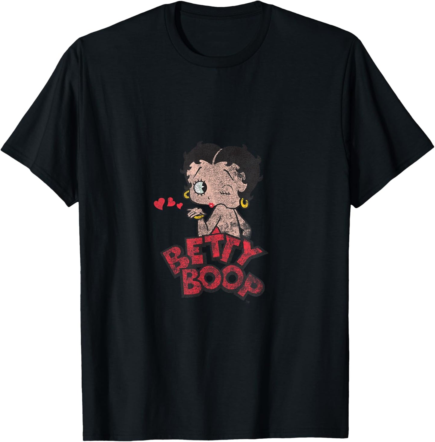 Betty Boop PAPL1971 Graphic Faded T-Shirt - T-Shirt | Black