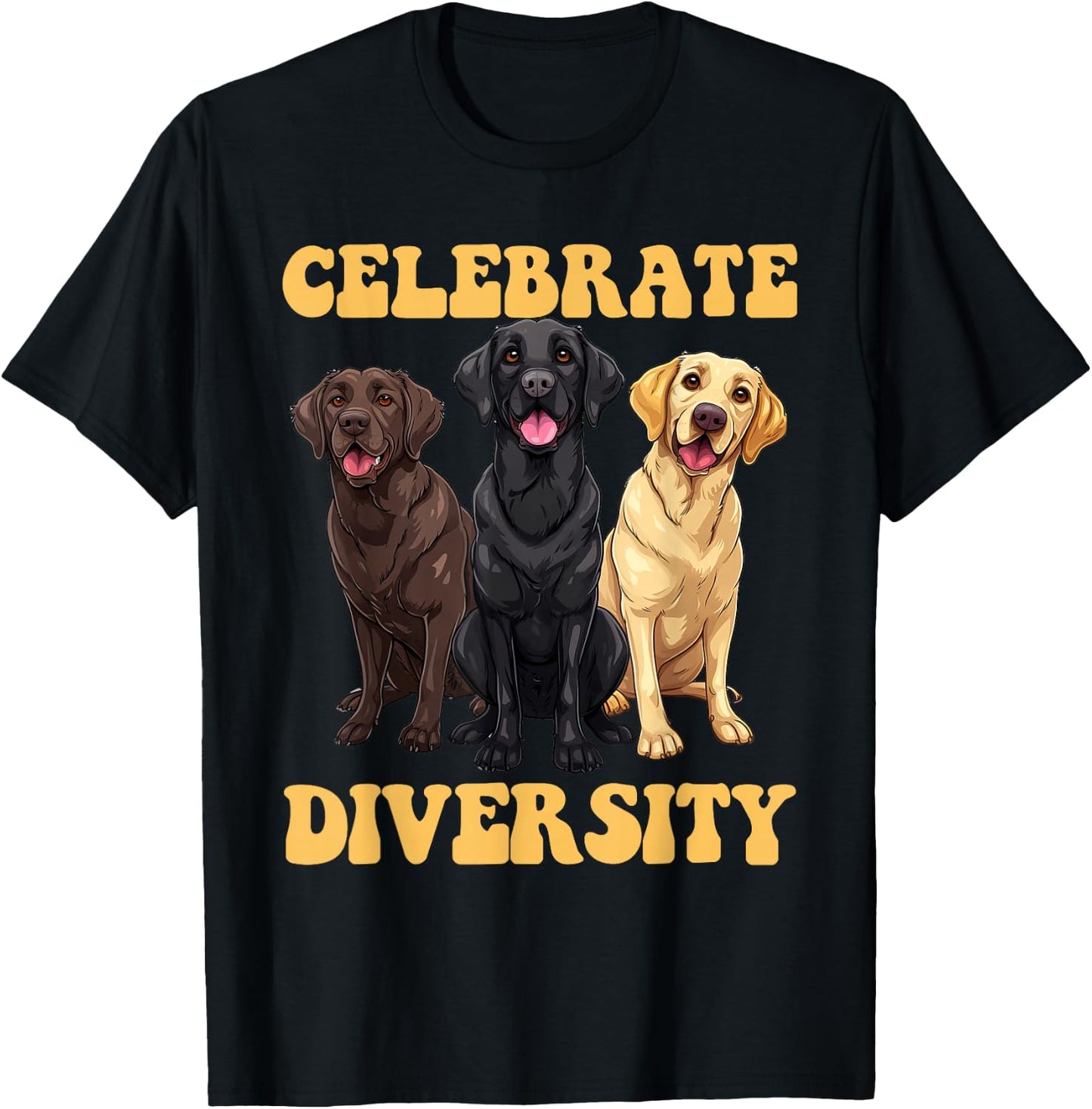 Labrador Dogs CELEBRATE DIVERSITY Retriever Owners T-Shirt - T-Shirt | Black