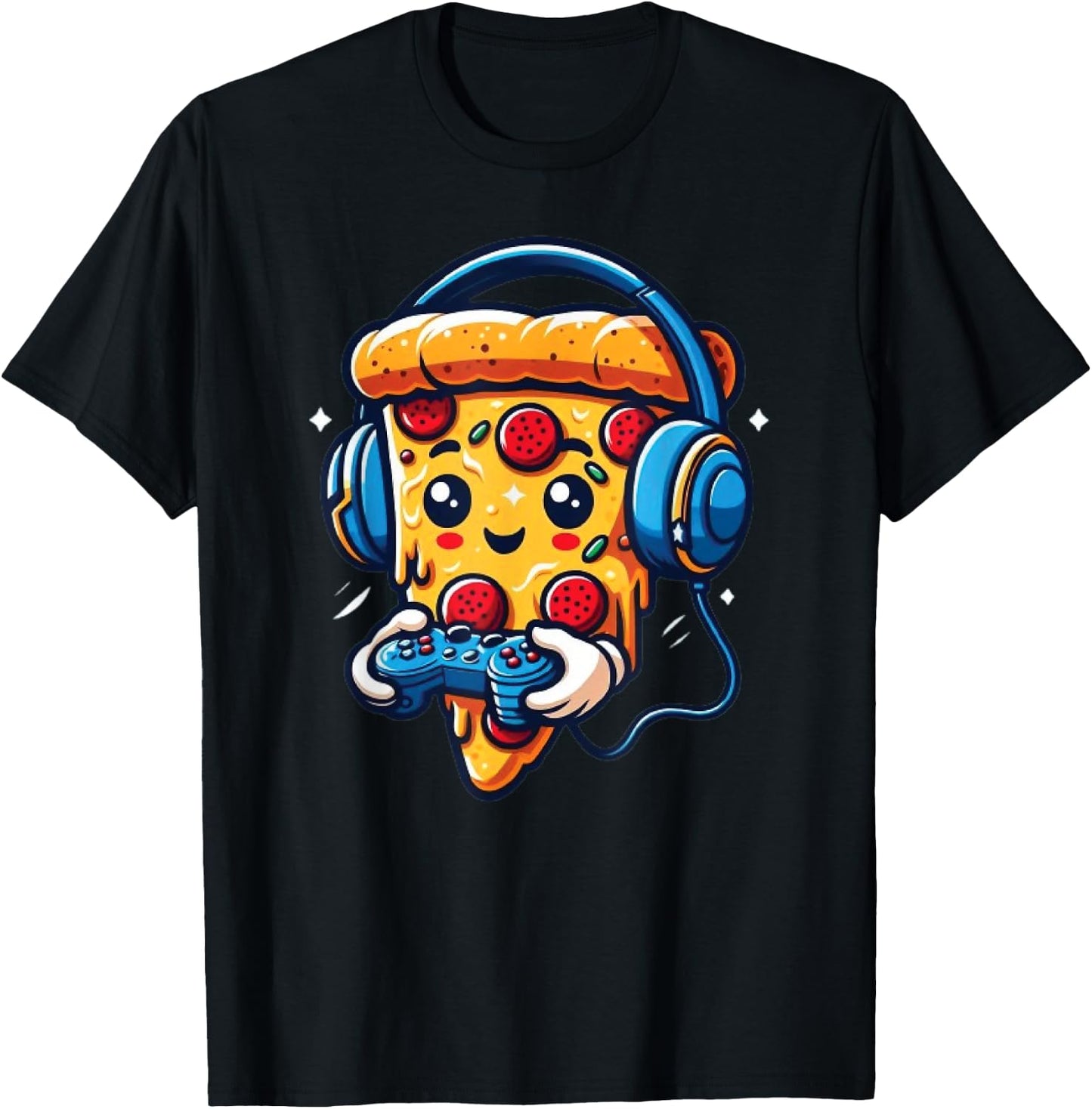 Gamer Pizza Video Gaming Funny Food Men Boys Kids Teen Youth T-Shirt - T-Shirt | Black