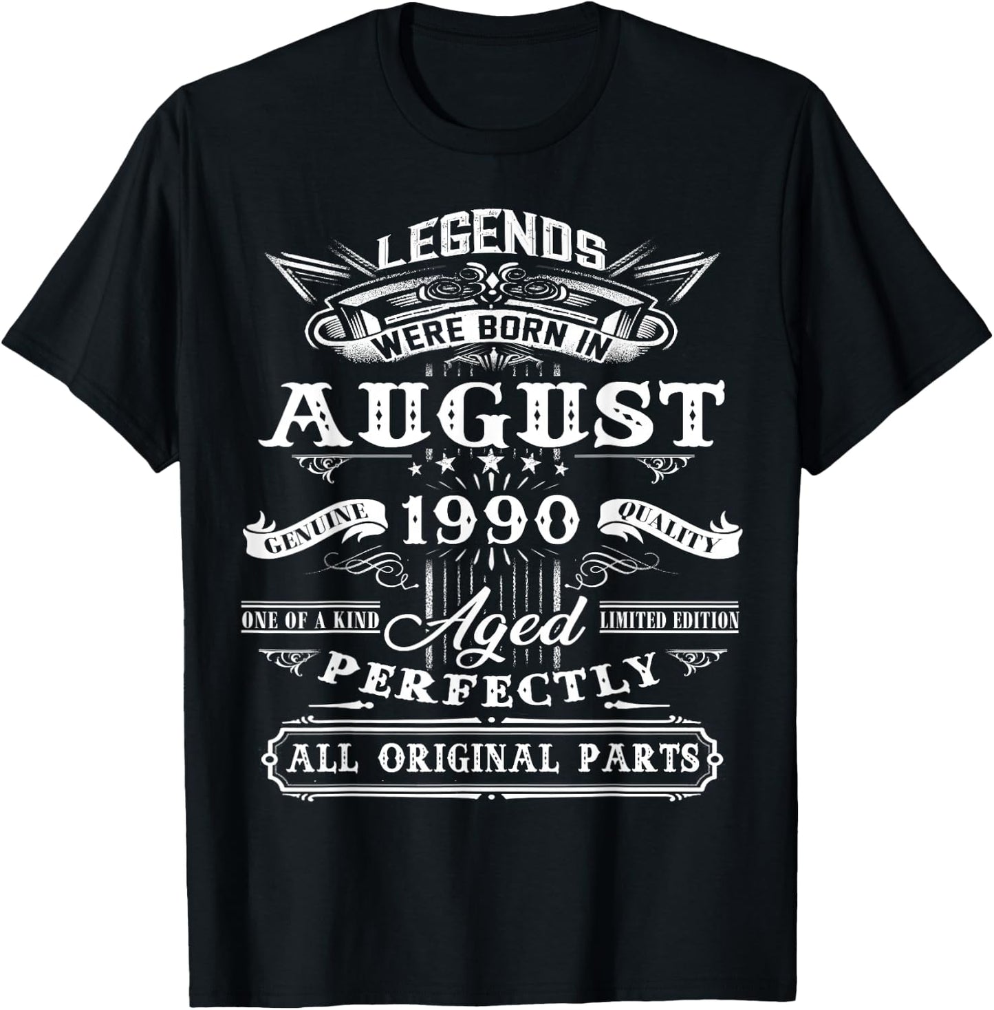 Legend Born In August 1990 35th Birthday 35 Years Old T-Shirt - T-Shirt | Black