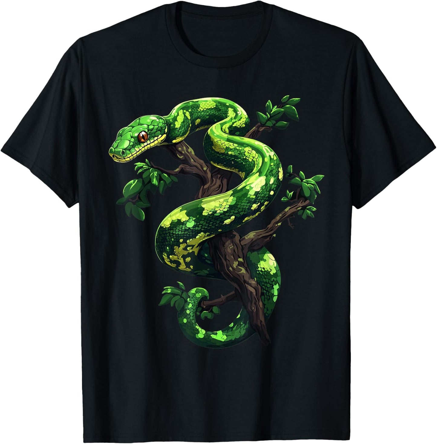 Funny Green Tree Python Lover Snakes Reptiles T-Shirt - T-Shirt | Black