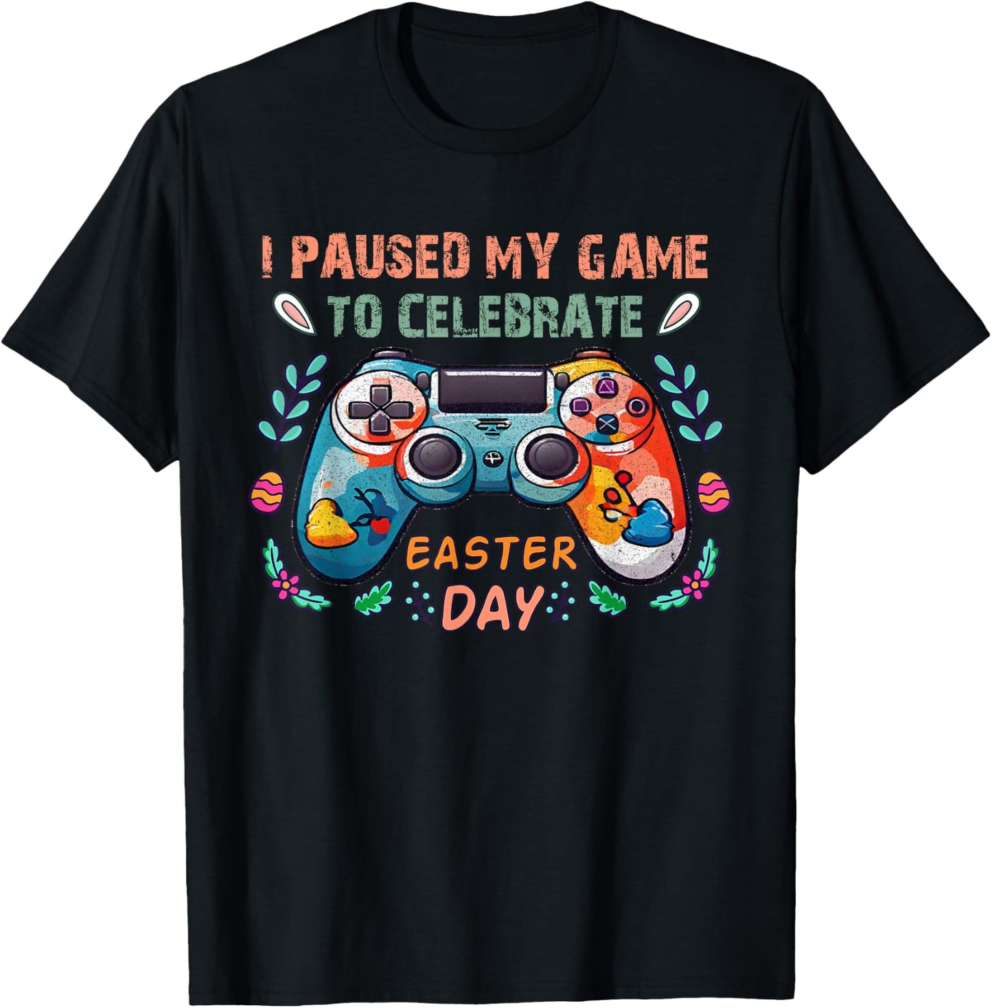 Happy Easter Day Bunny Egg Gift Gaming Lover Boys Girls Teen T-Shirt - T-Shirt | Black