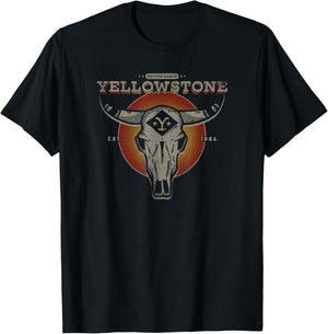Yellowstone Dutton Ranch Bull Skull Logo V4 , black T-Shirt - T-Shirt | Black