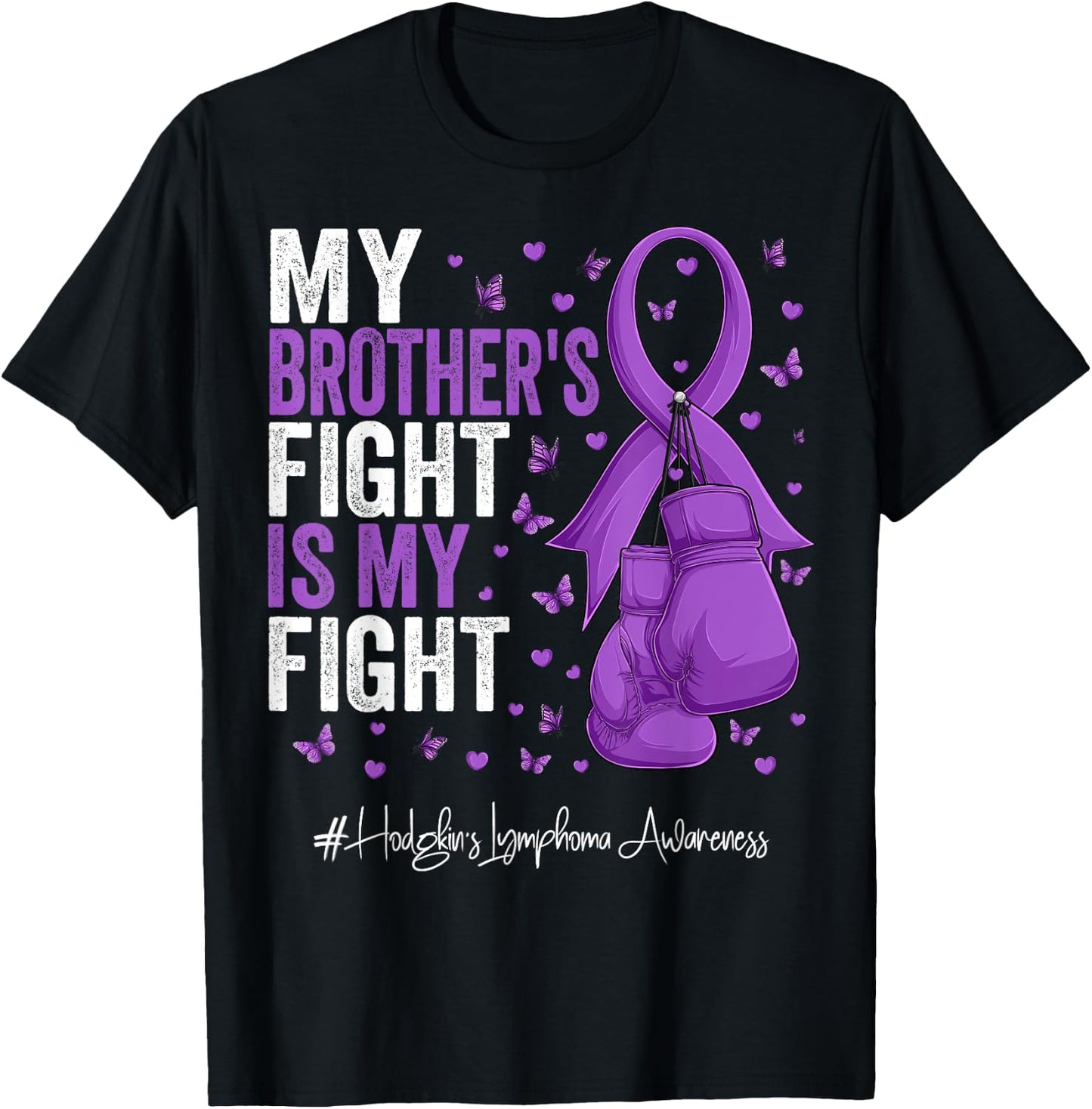 Purple Ribbon Brother Hodgkins Lymphoma Awareness T-Shirt - T-Shirt | Black