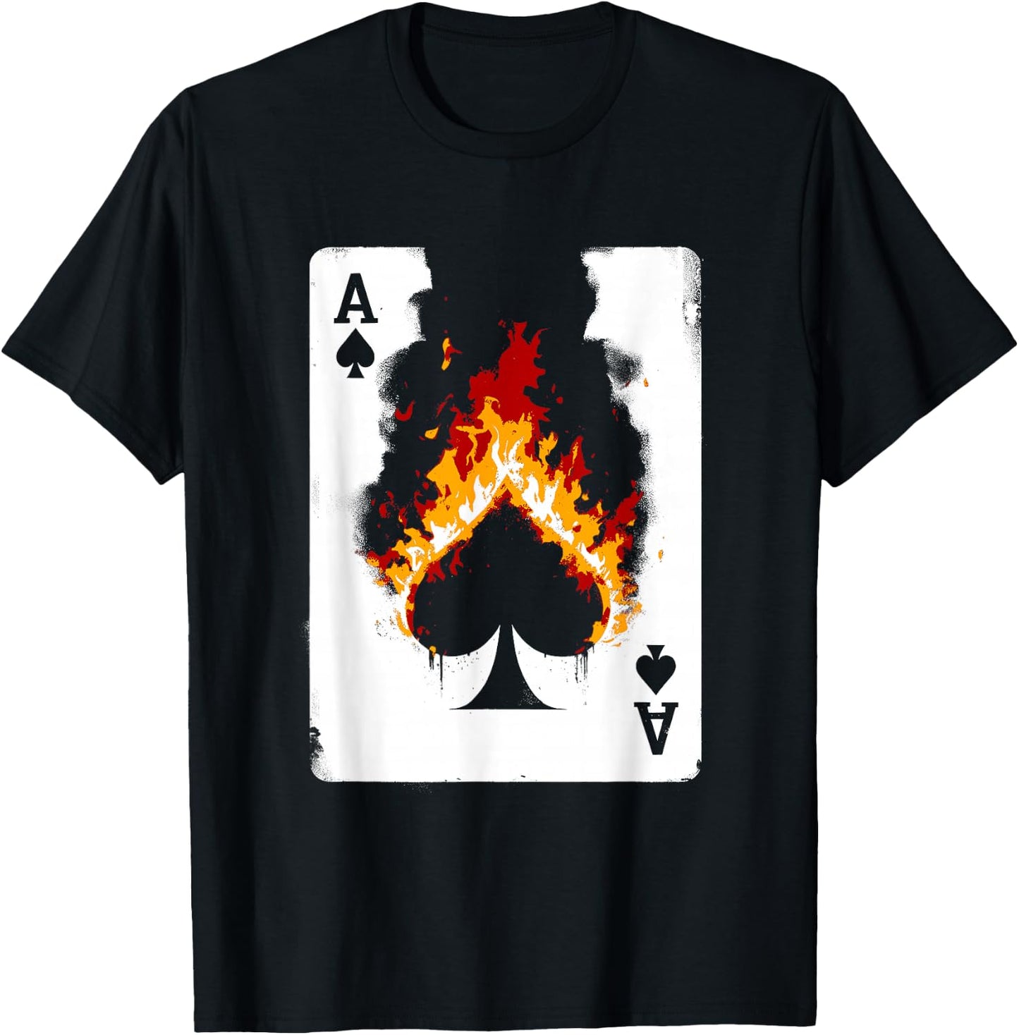 Burning Ace Of Spades - Vintage Favorite Card Game Lover T-Shirt - T-Shirt | Black